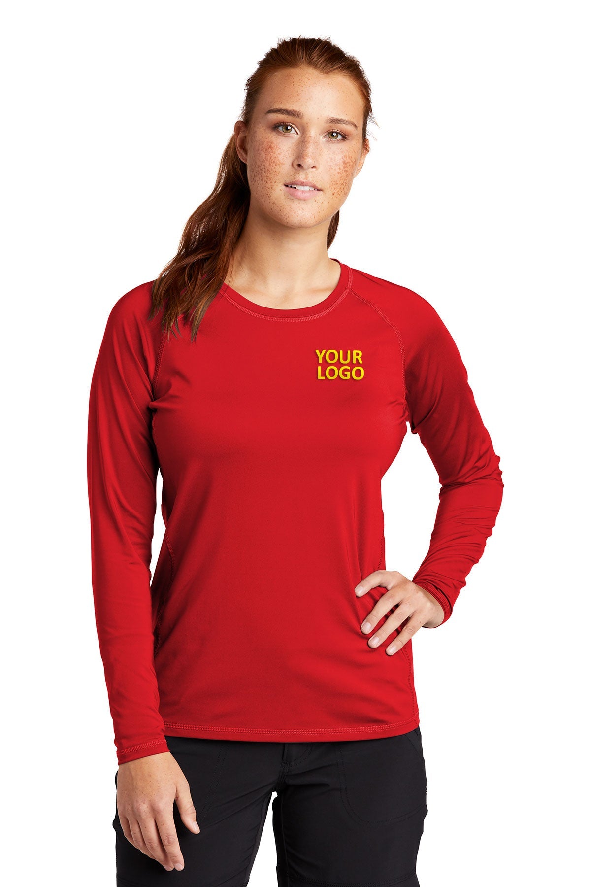 Sport-Tek True Red LST470LS custom embroidered polo shirts