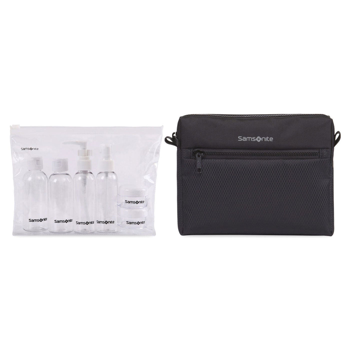 Samsonite Customized Zippered Pouches with Travel Bottles, Black