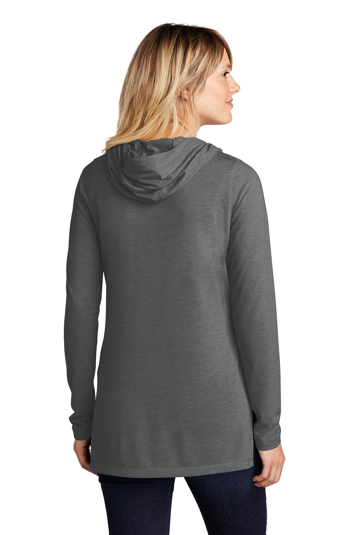 Sport-Tek Ladies PosiCharge Tri-Blend Wicking Long Sleeve Hoodie LST406 Dark Grey Heather