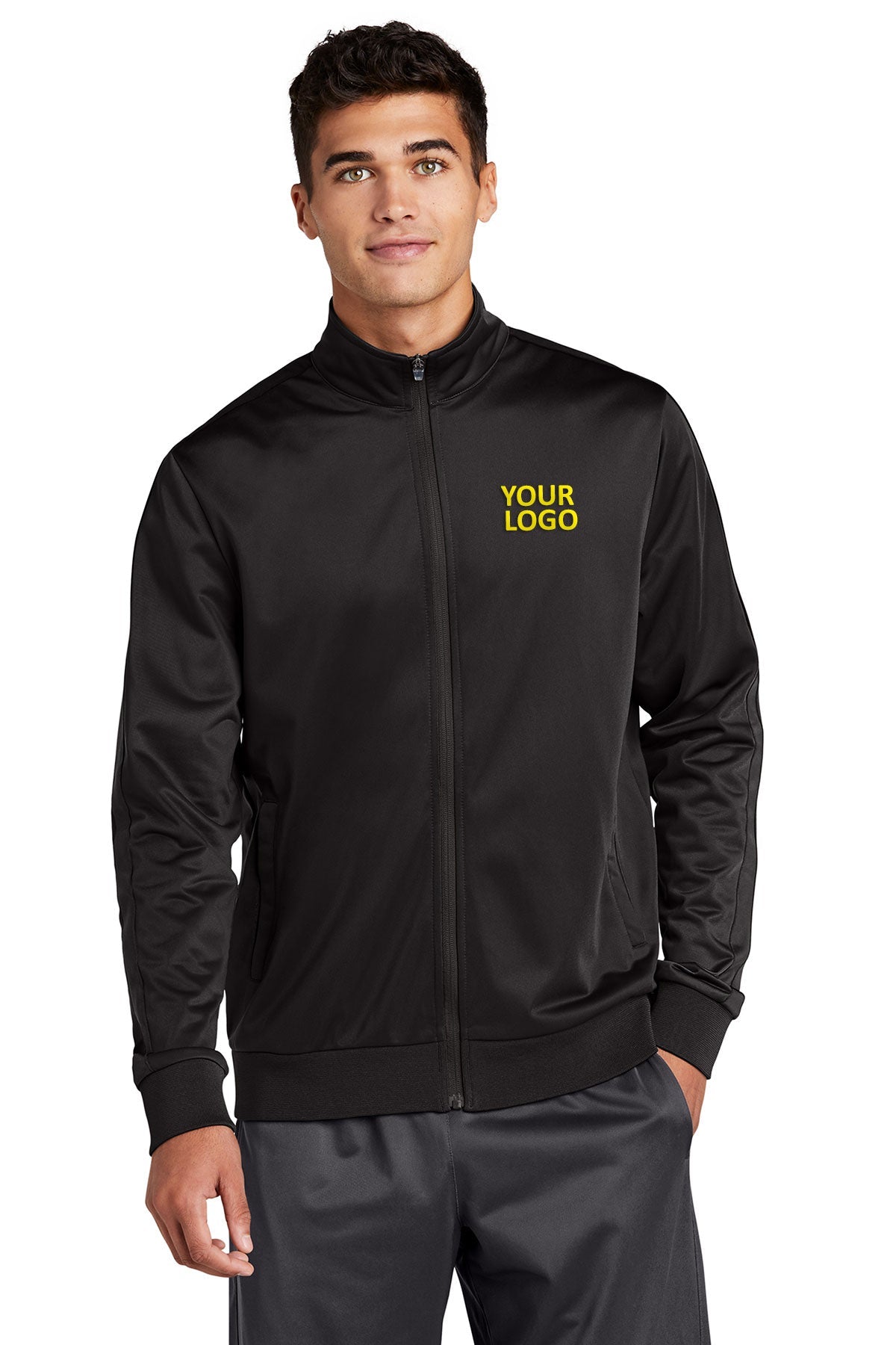 Sport-Tek Tricot Track Jacket JST94 Black/ Black