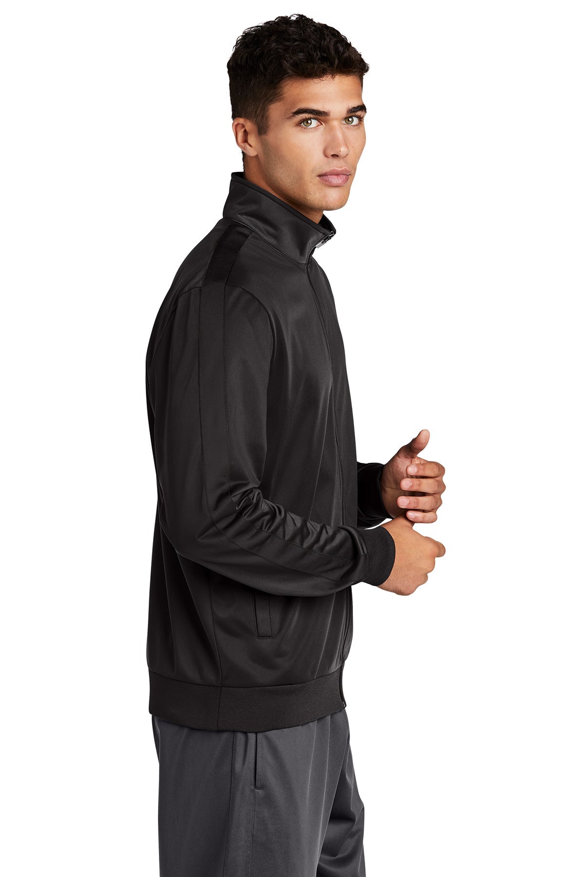 Sport-Tek Tricot Track Jacket JST94 Black/ Black