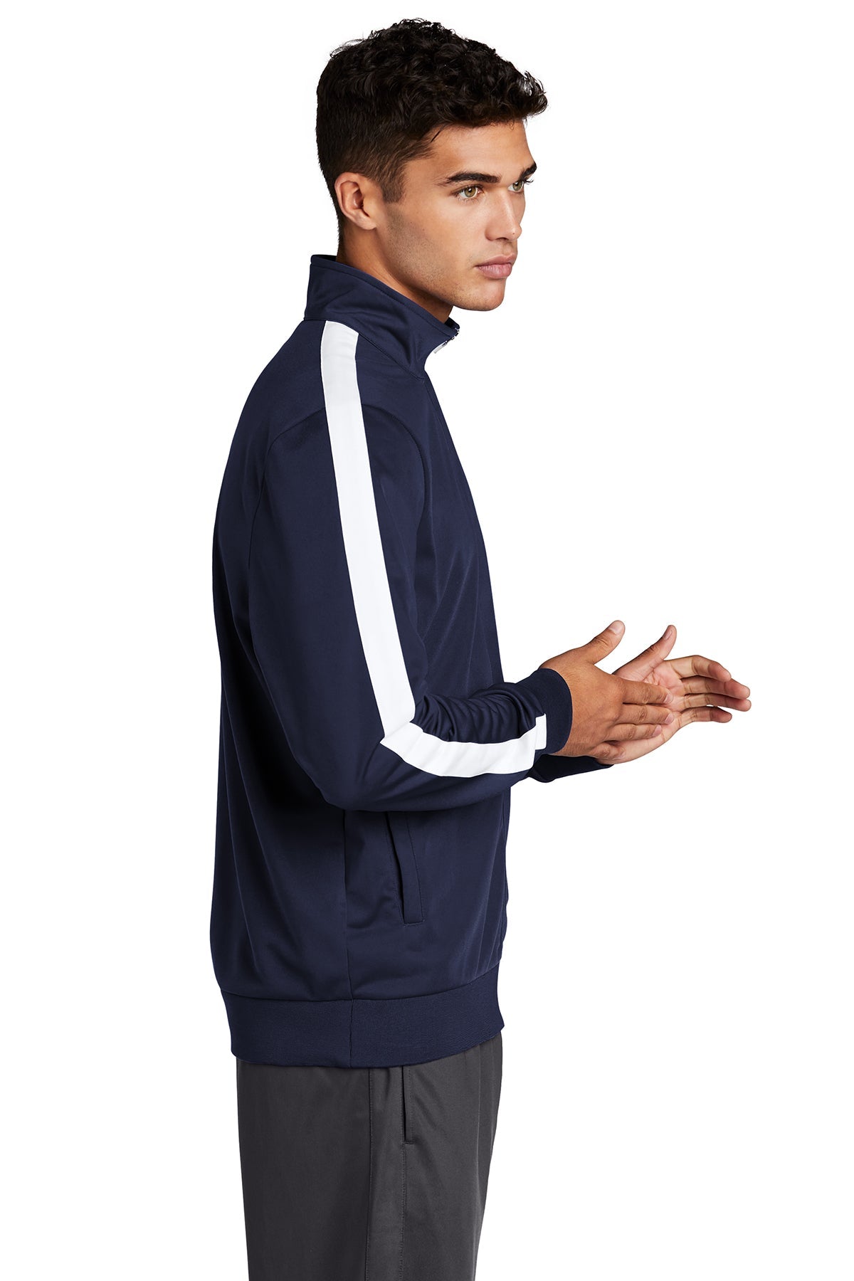 Sport-Tek Tricot Track Jacket JST94 True Navy/ White