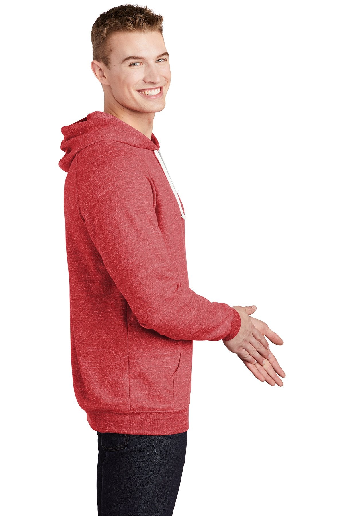Jerzees Snow Heather French Terry Raglan Hoodie 90M Red