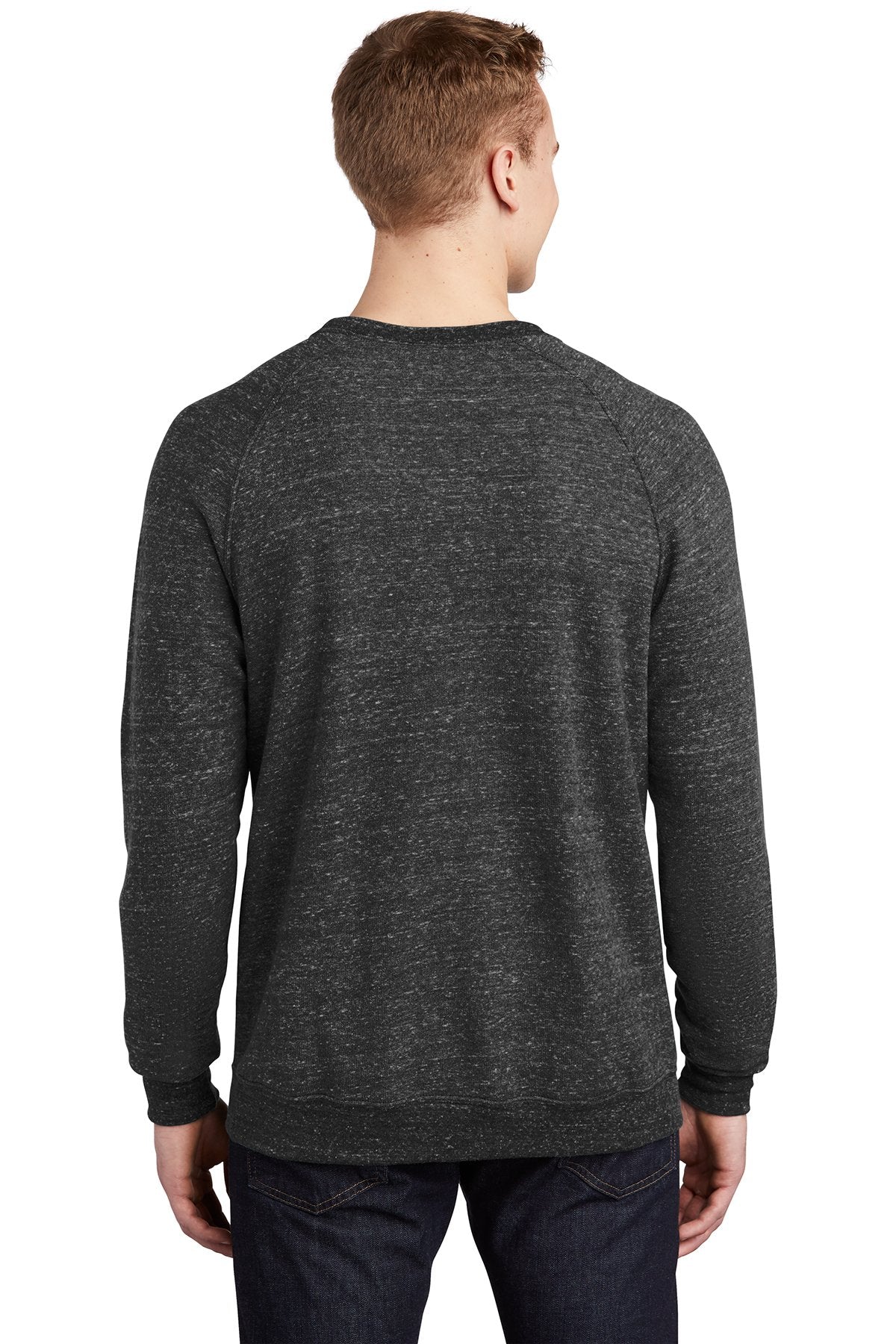 Jerzees Snow Heather French Terry Raglan Crew 91M Black Ink