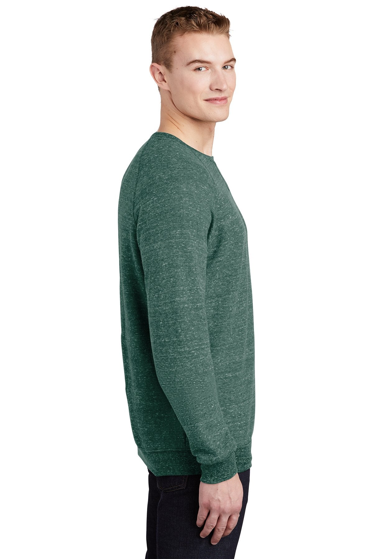Jerzees Snow Heather French Terry Raglan Crew 91M Forest Green