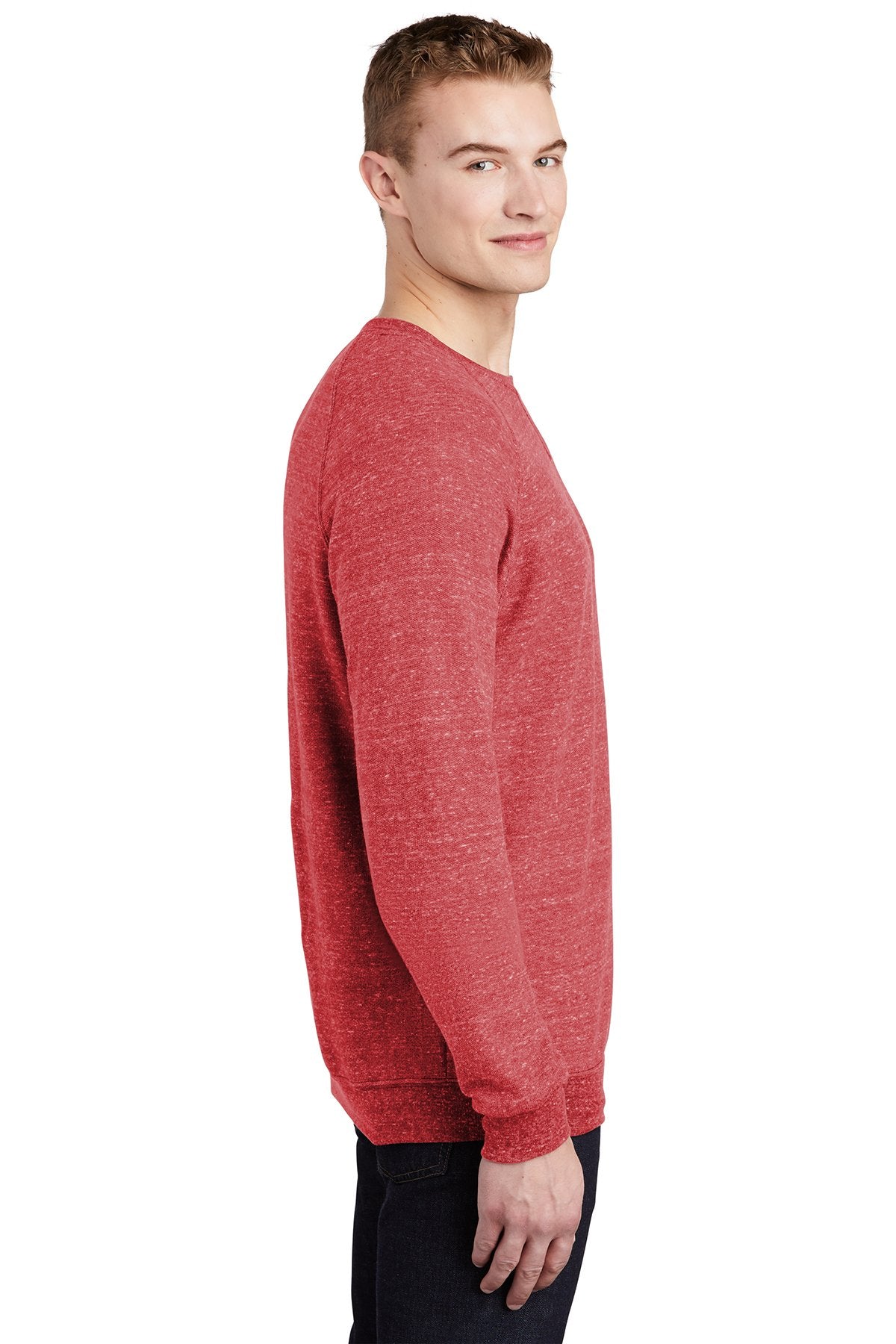 Jerzees Snow Heather French Terry Raglan Crew 91M Red