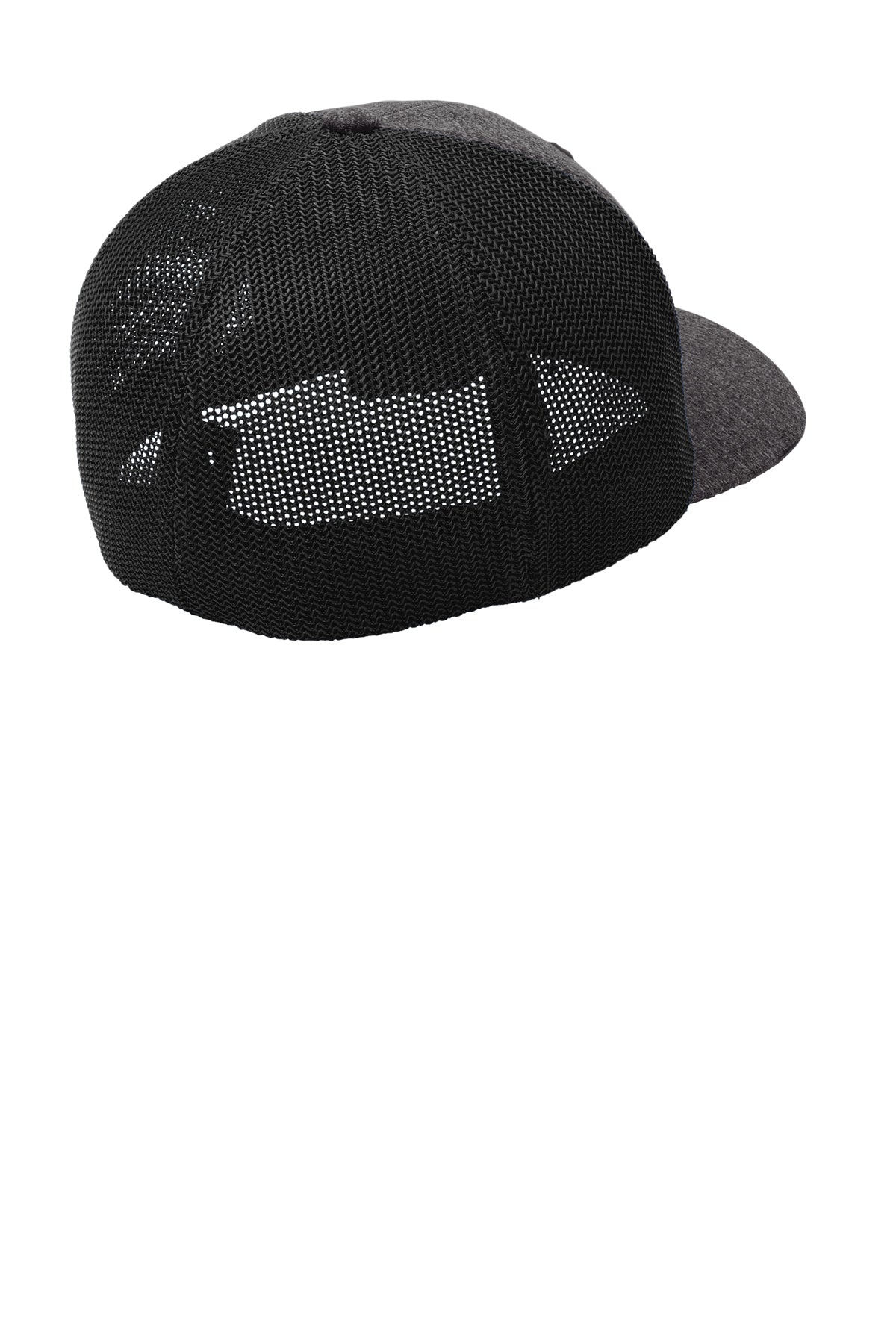 port authority flexfit melange mesh back trucker cap c302 black/ darkcharcoal heather