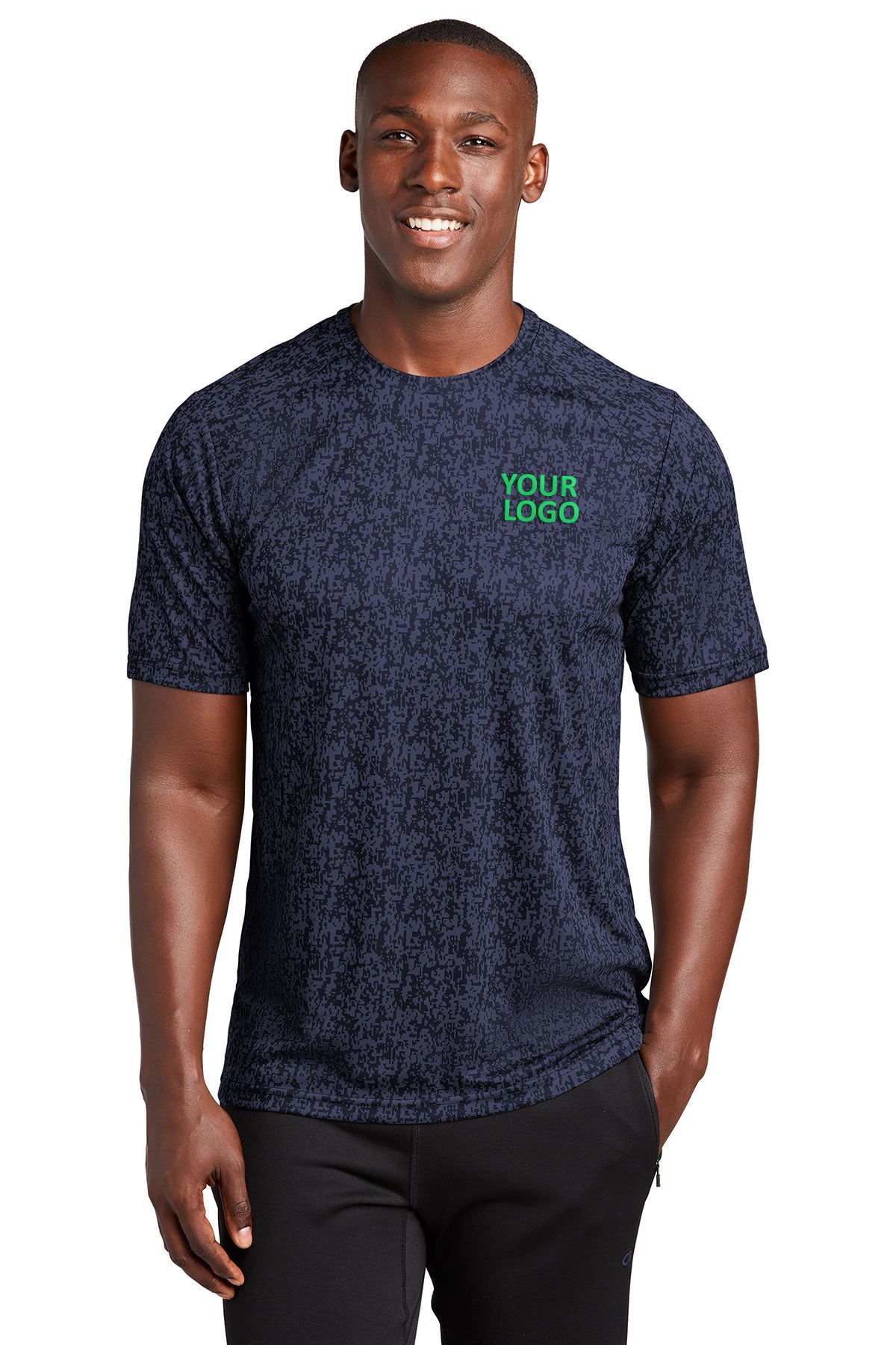 sport-tek digi camo tee st460 true navy