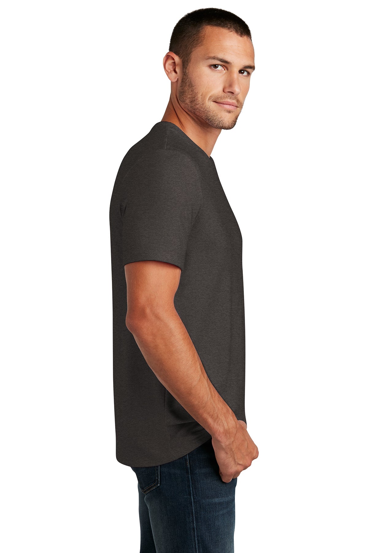 district flex tee dt7500 heathered charcoal
