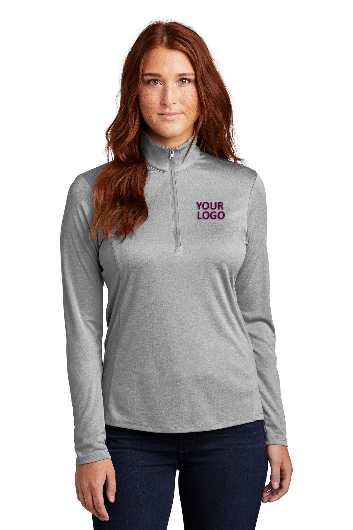 Sport-Tek Ladies Endeavor 1/4-Zip Pullover LST469 Light Grey Heather