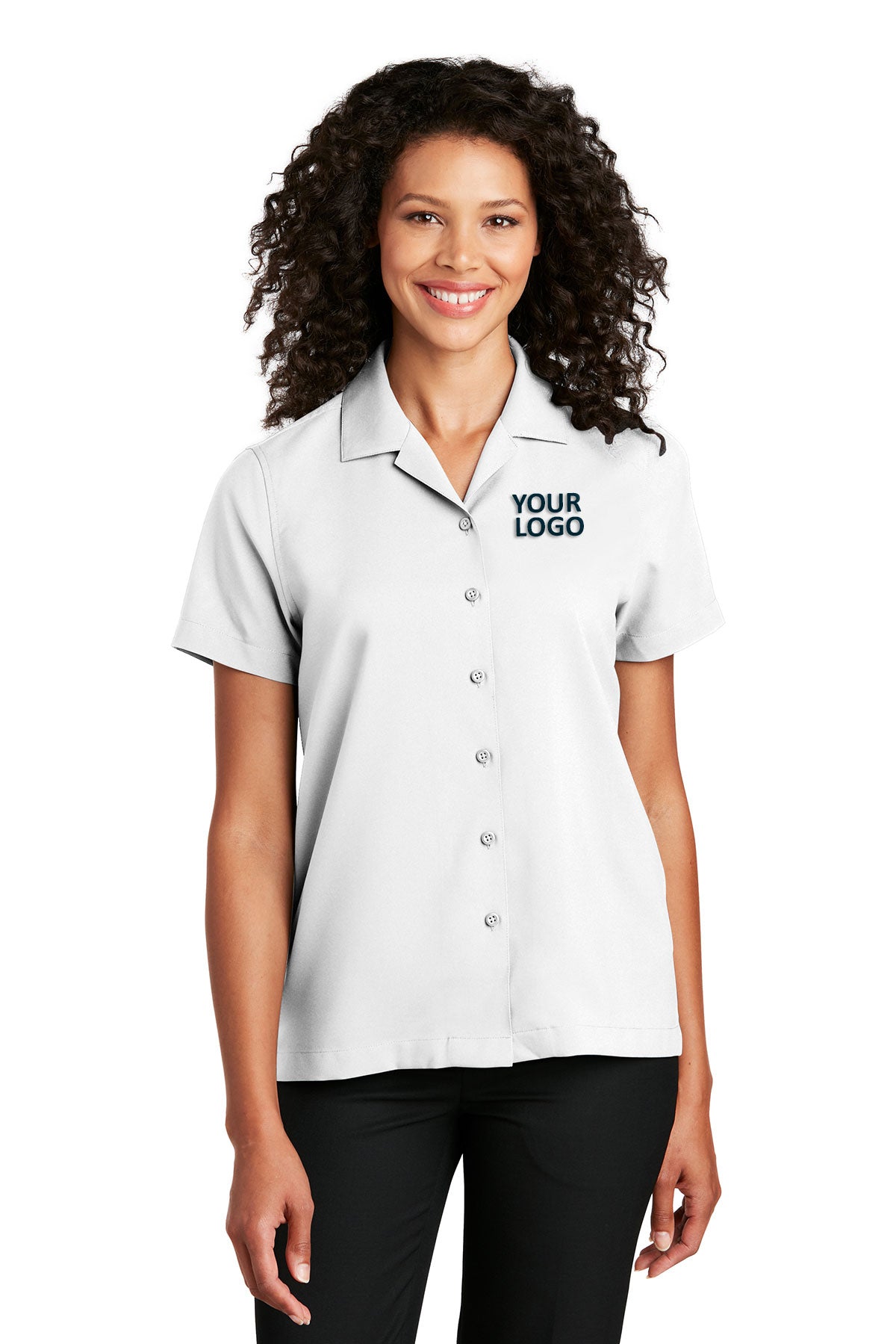 Port Authority White LW400 custom embroidered shirts