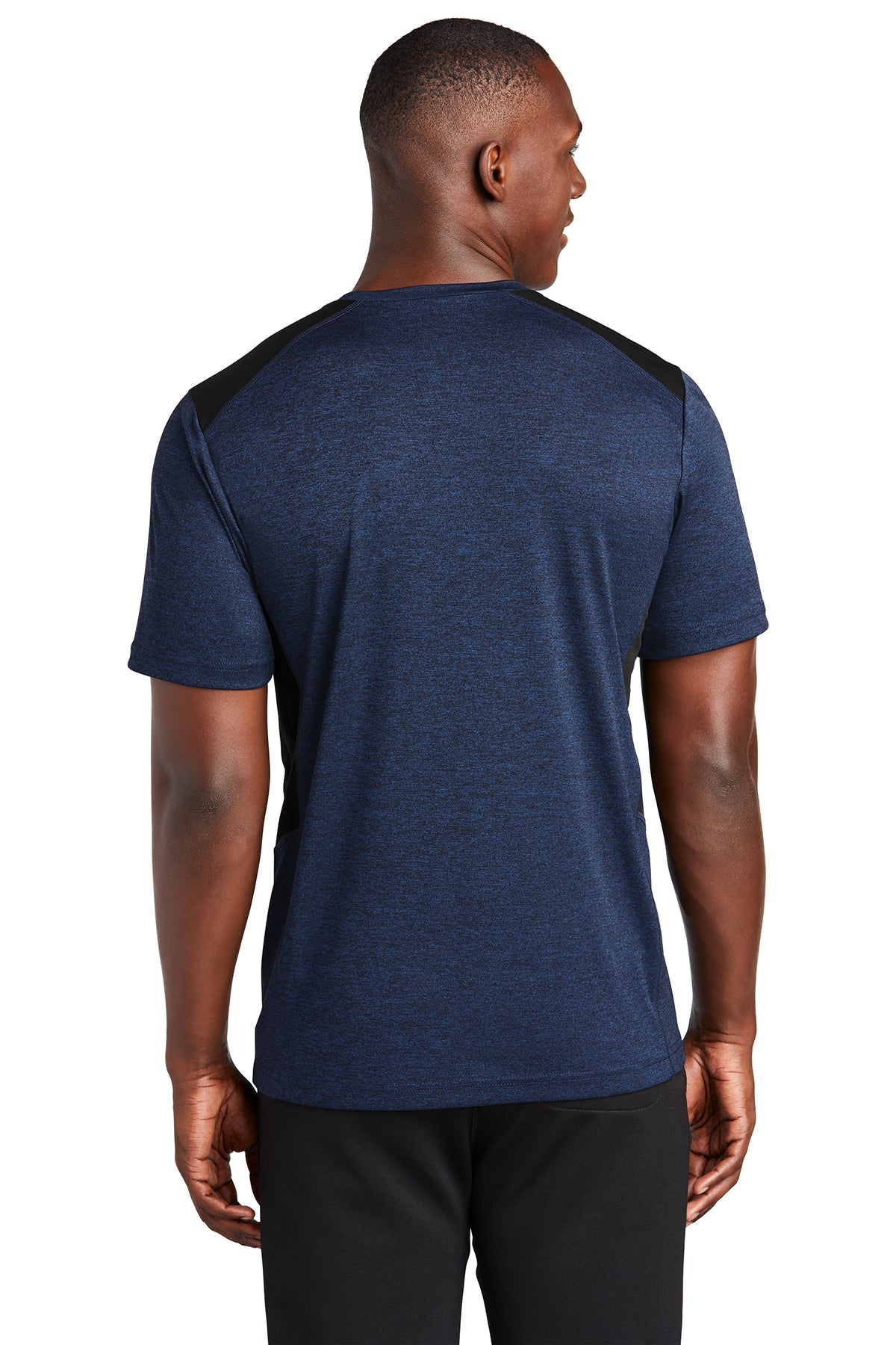 sport-tek endeavor tee st465 dark royalheather/ black