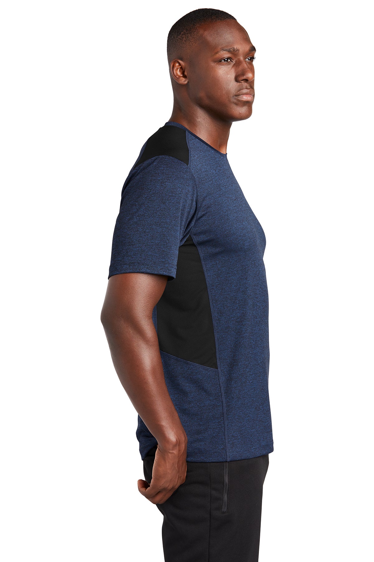 sport-tek endeavor tee st465 dark royalheather/ black