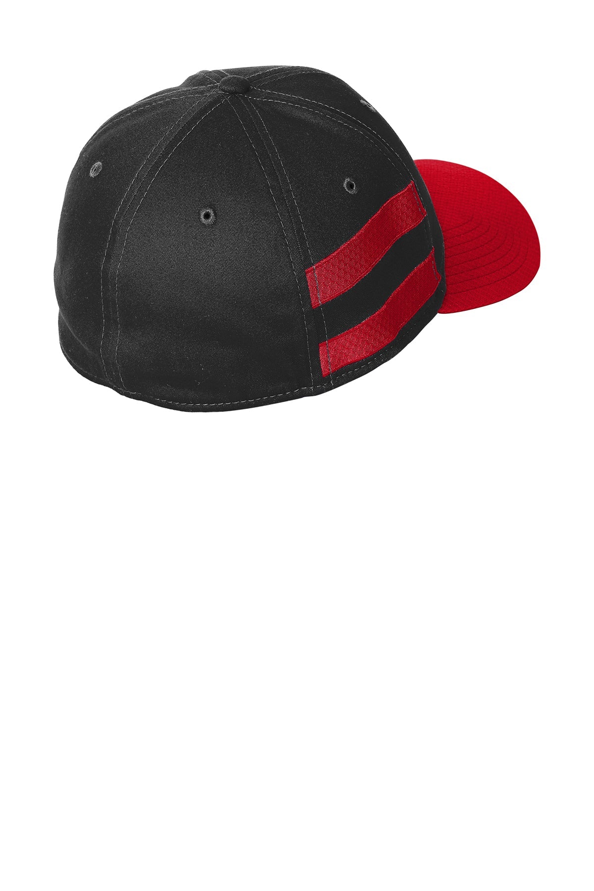 New Era Stretch Cotton Striped Custom Caps, Black Scarlet