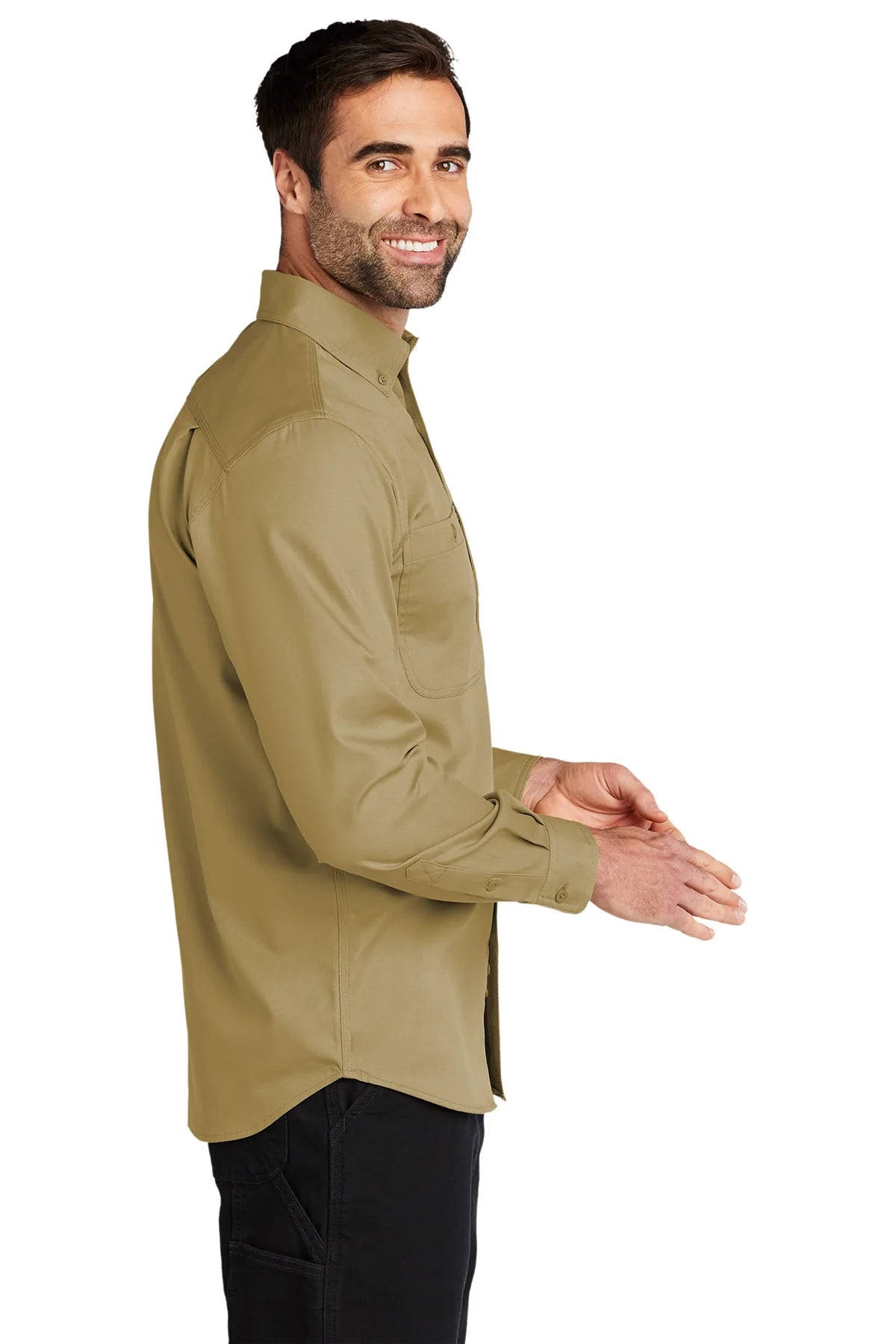 Carhartt Rugged Series Long Sleeve Custom Shirts, Dark Khaki