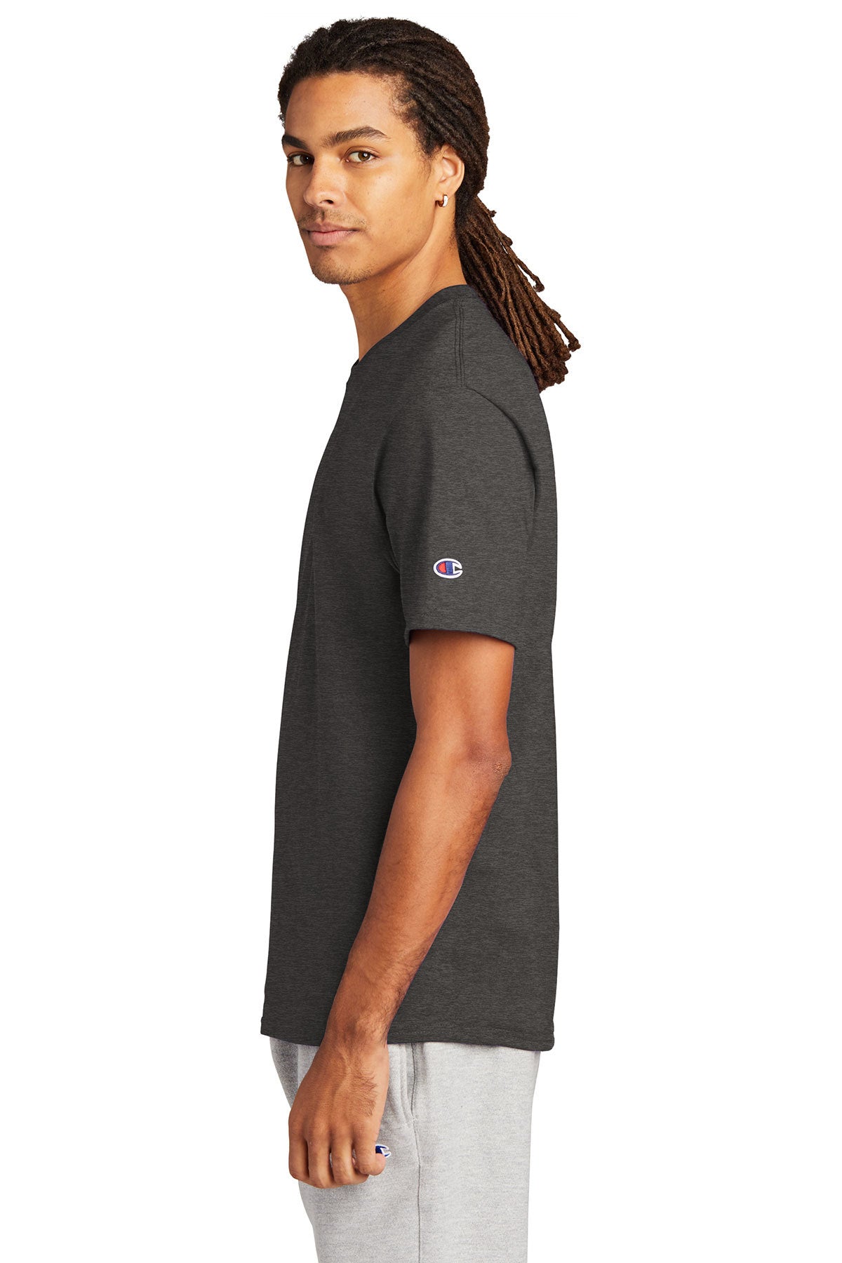 champion heritage jersey tee t425 s charcoal heather