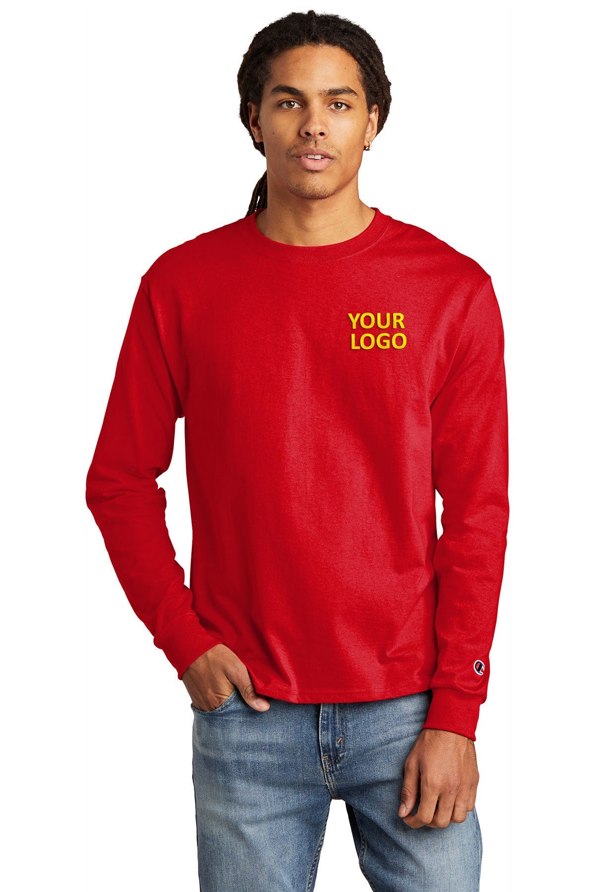 champion heritage jersey long sleeve tee cc8c s red