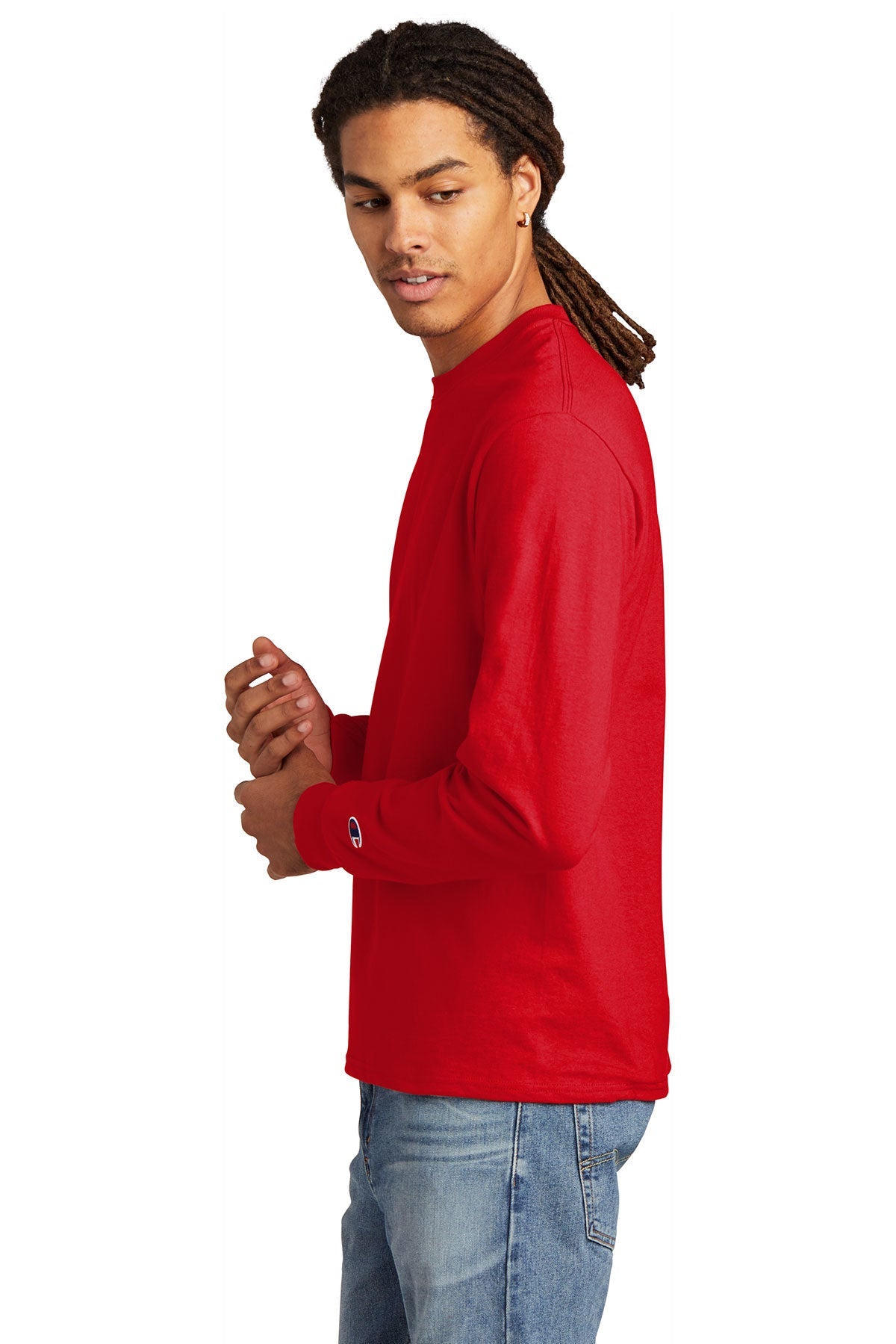 champion heritage jersey long sleeve tee cc8c s red