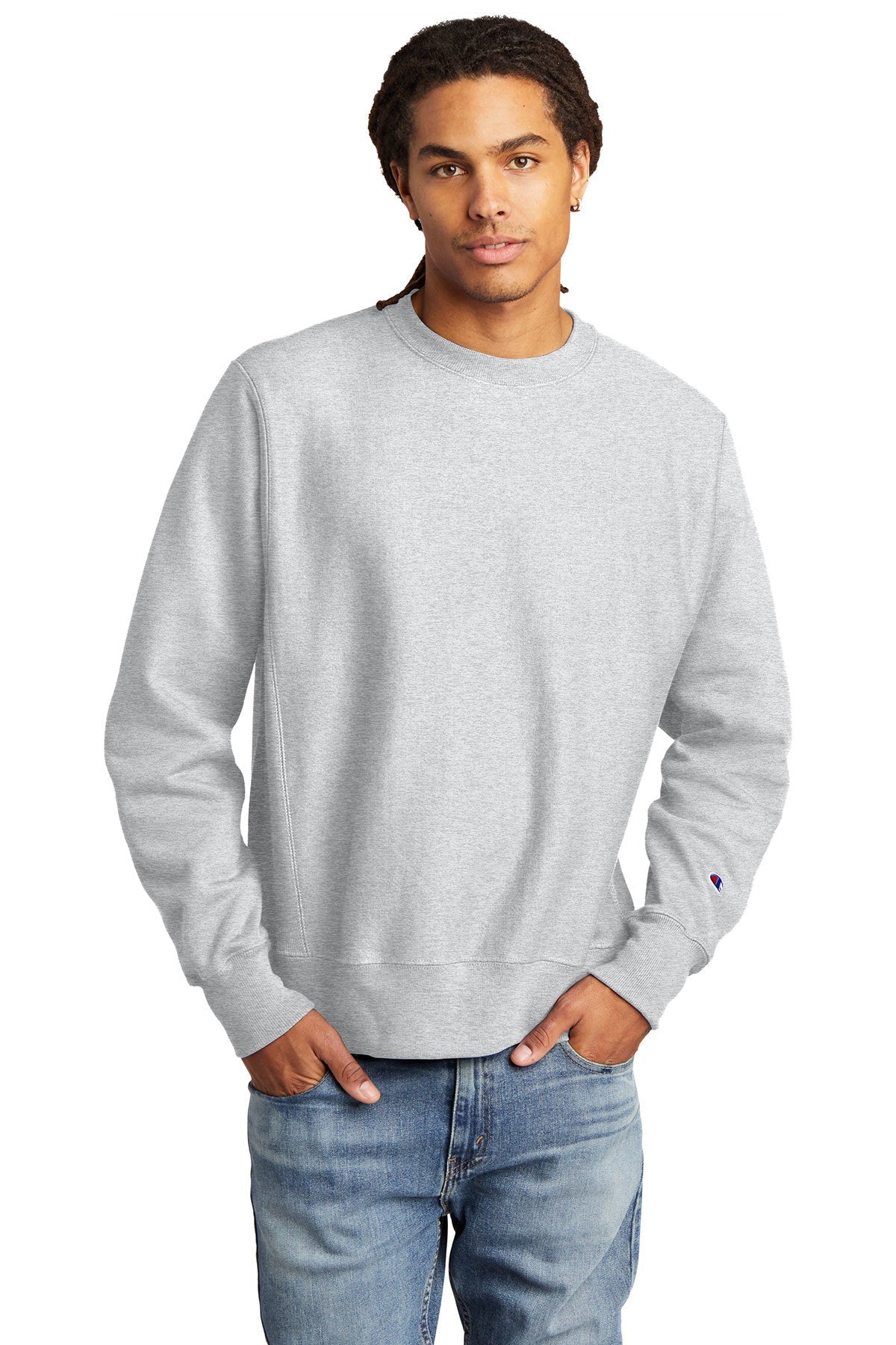 Custom Champion Reverse Weave Crewneck Sweatshirt Ash