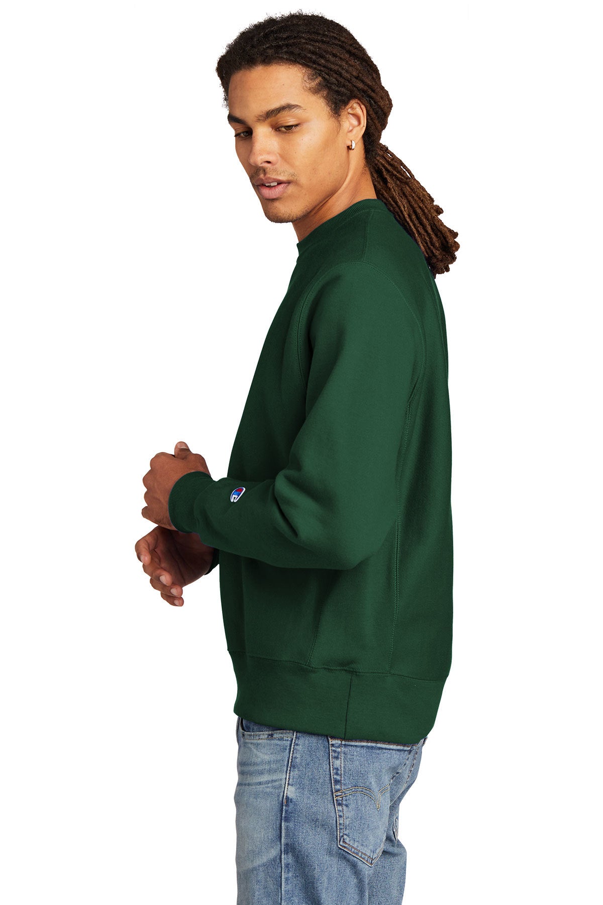 Champion crewneck dark green on sale