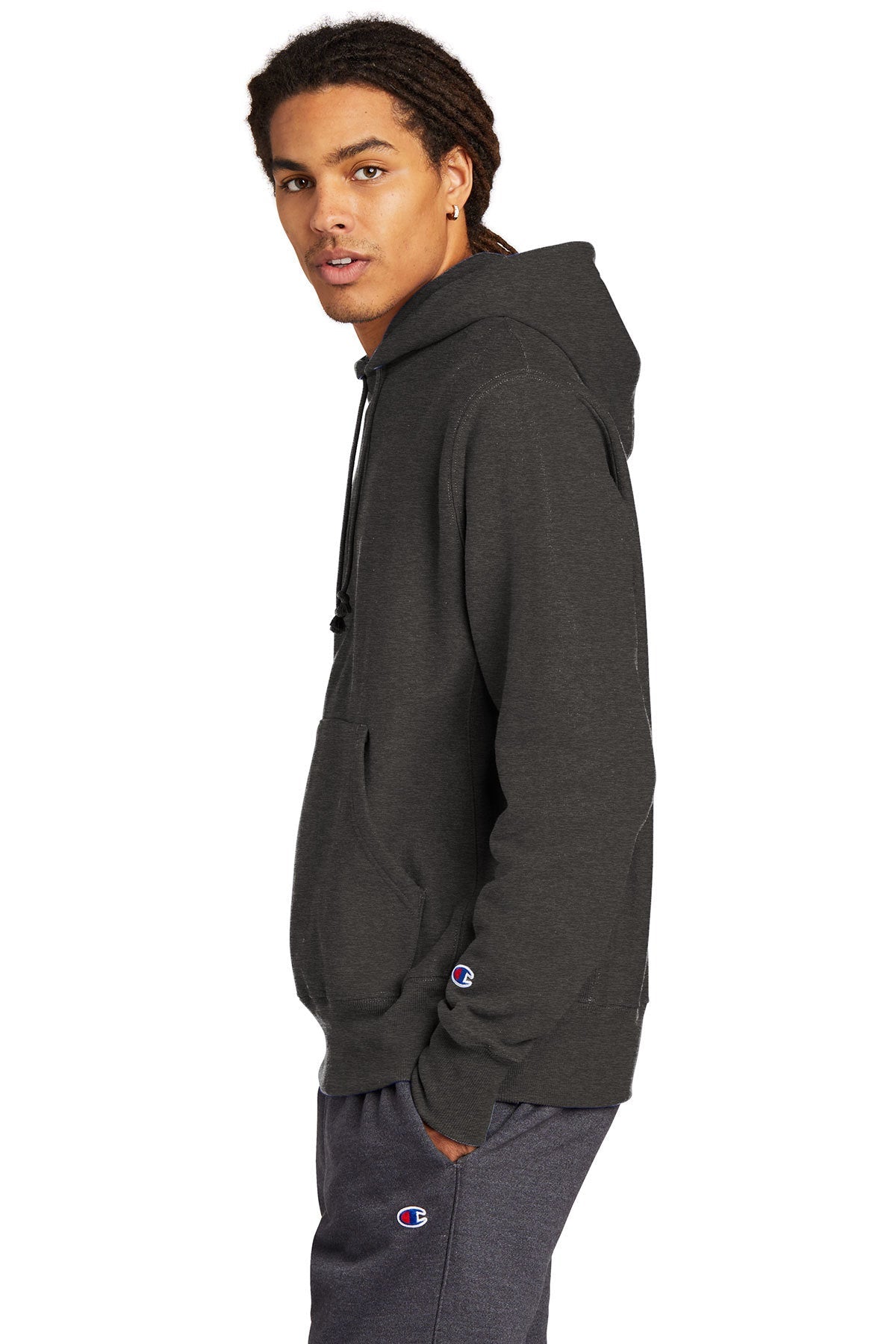 Custom Champion Reverse Weave Hoodie S101 Charcoal Heather