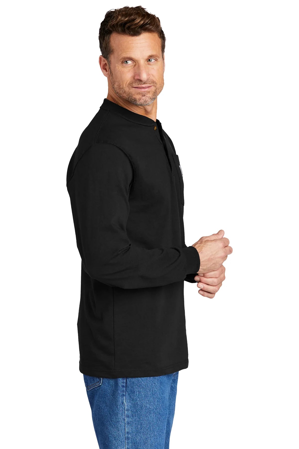 Carhartt Long Sleeve Henley Custom T-Shirts, Black