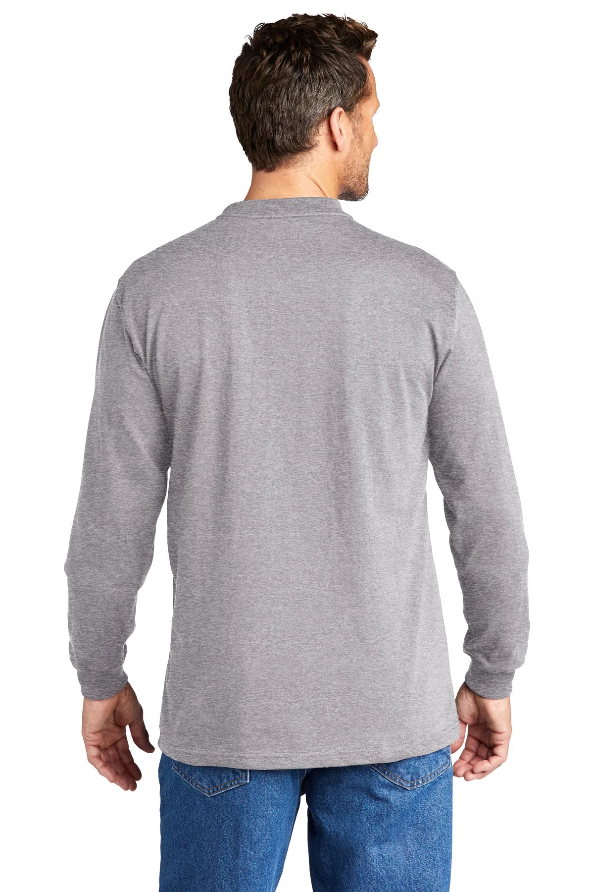 Carhartt Long Sleeve Henley Custom T-Shirts, Heather Grey