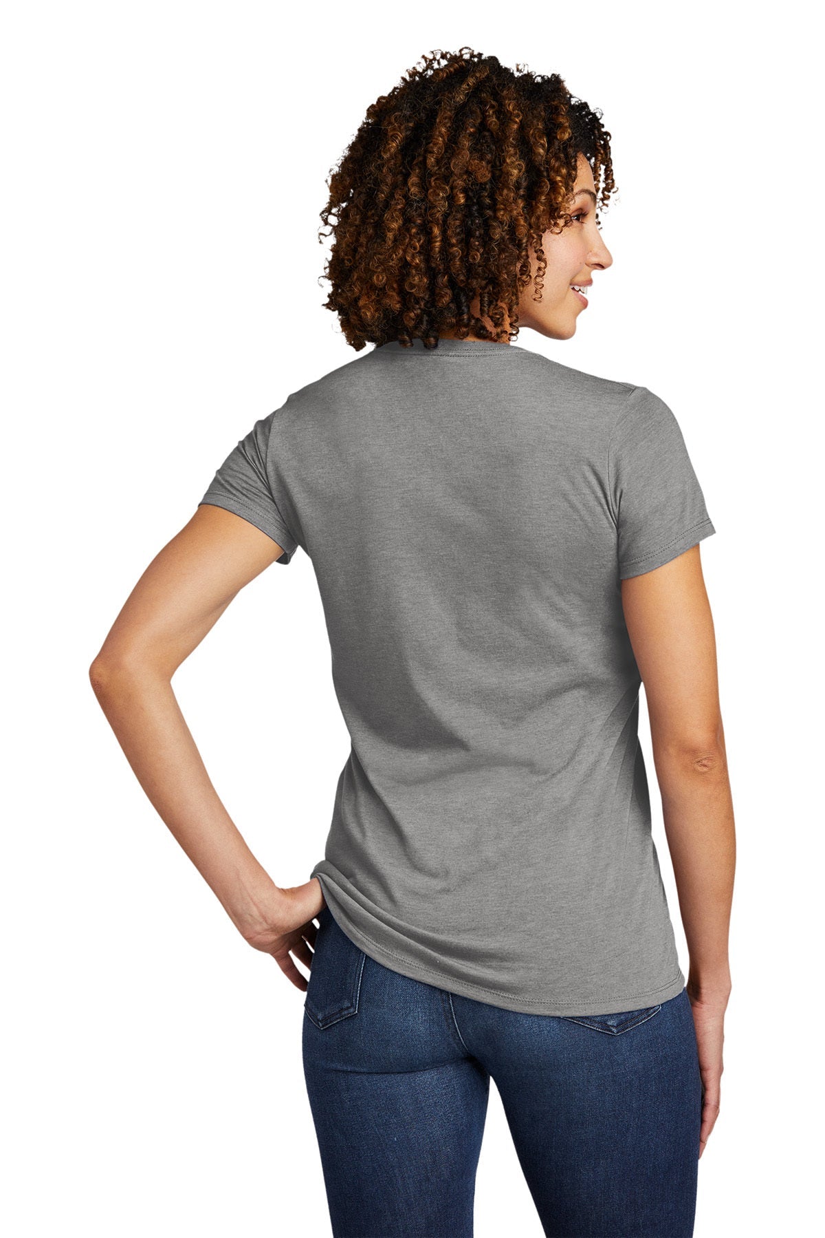 Allmade Women's Tri-Blend Customized V-Neck Tee, Aluminum Grey