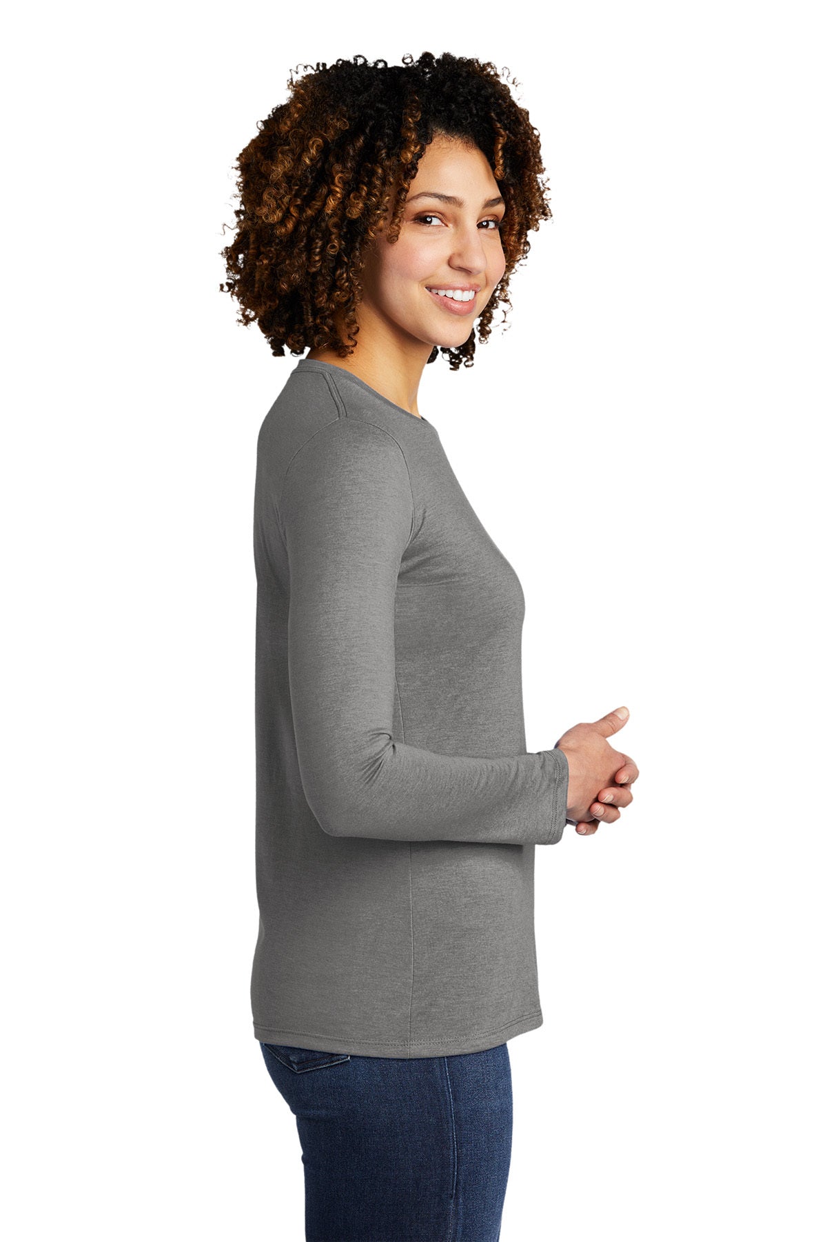 Allmade Women's Tri-Blend Customized Long Sleeve Tee, Aluminum Grey