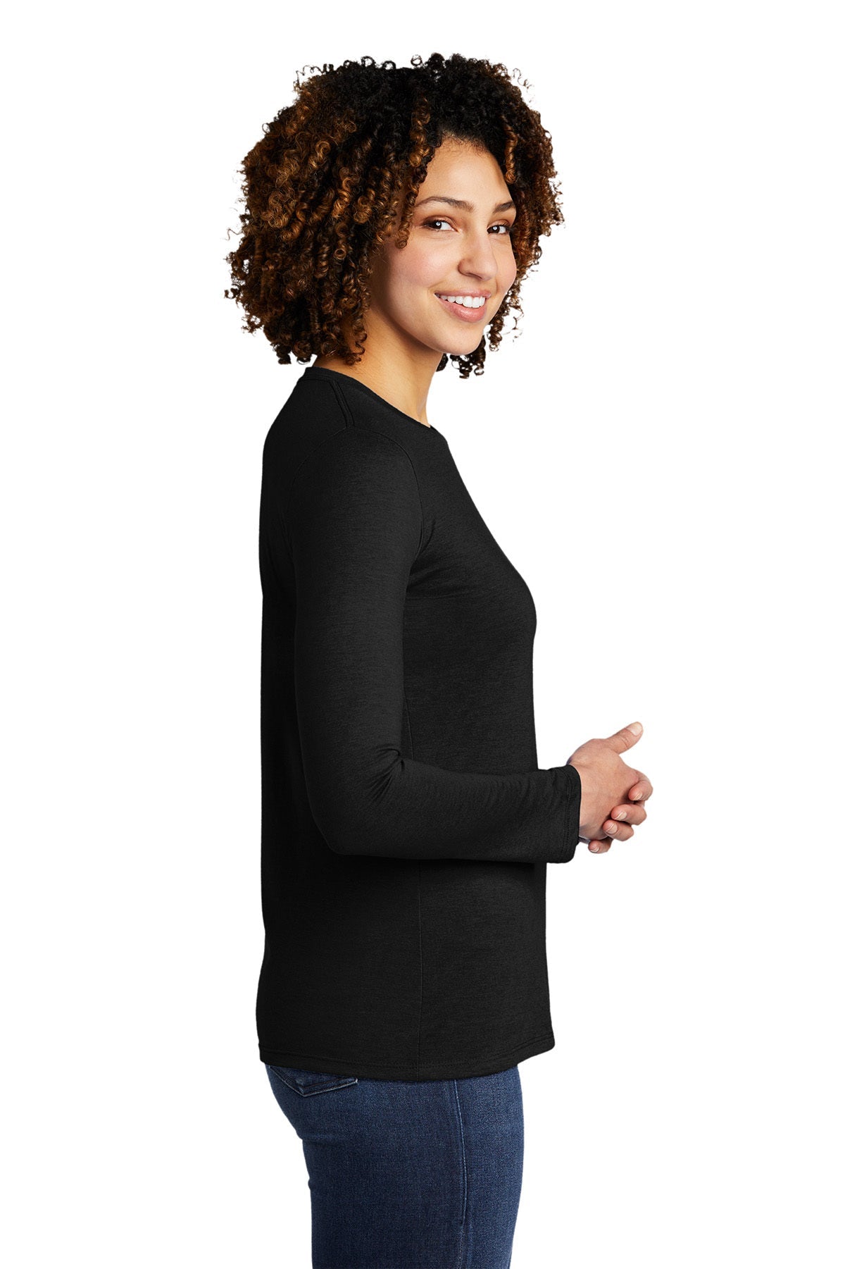 Allmade Women's Tri-Blend Custom Long Sleeve Tee, Space Black