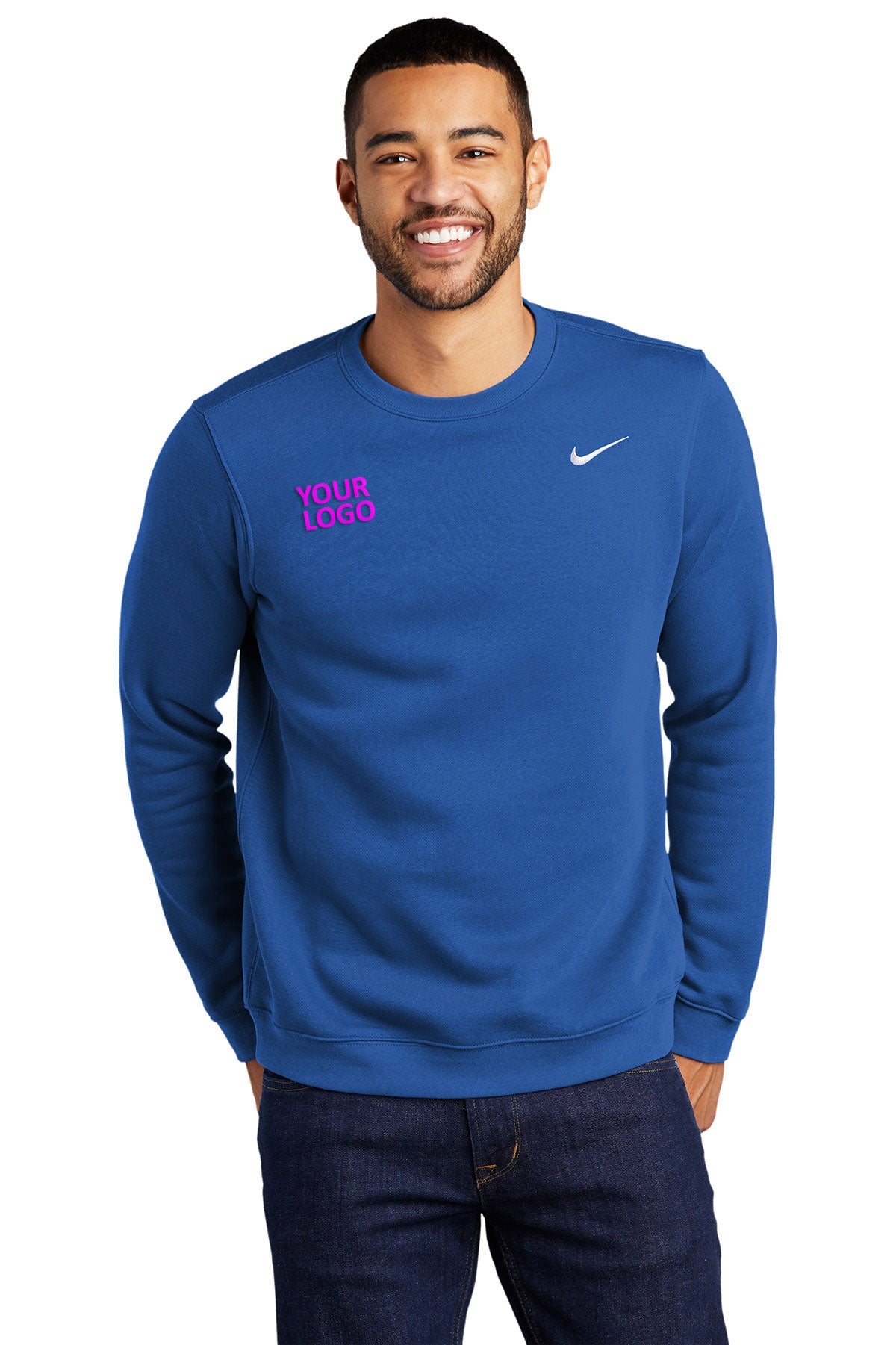 nike royal cj1614 custom logo sweatshirts embroidered