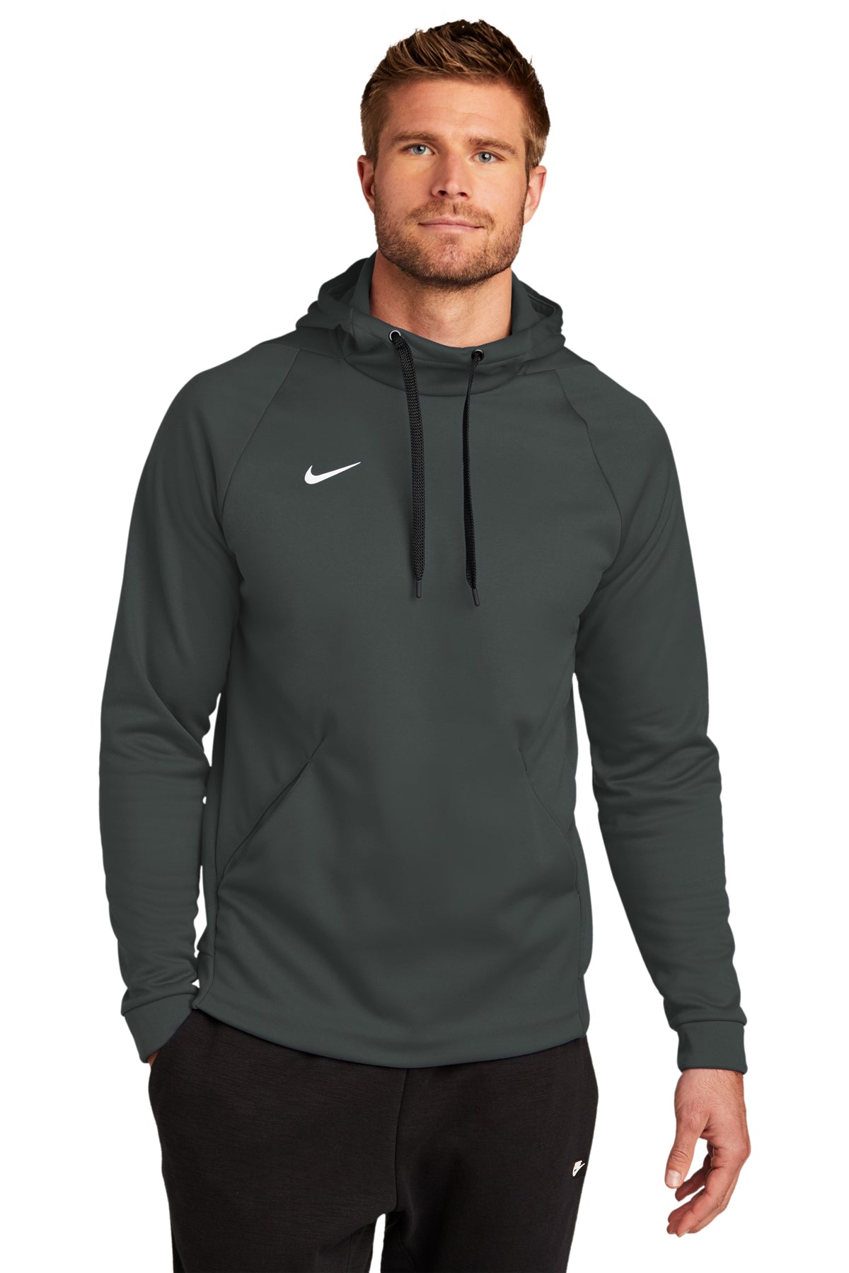 Custom Nike Therma-FIT Pullover Fleece Hoodie Team Anthracite