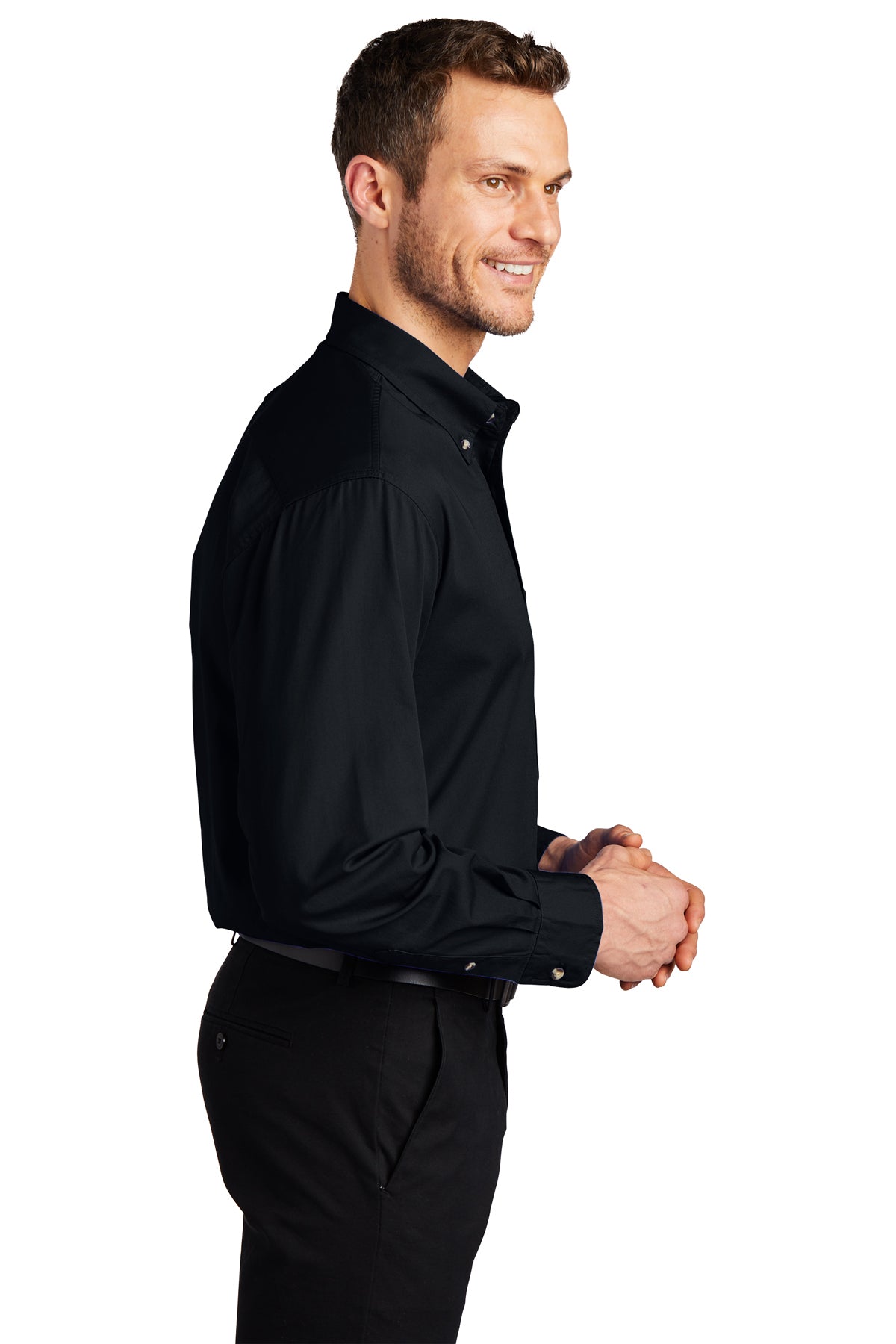 port authority_s600t _classic navy_company_logo_button downs