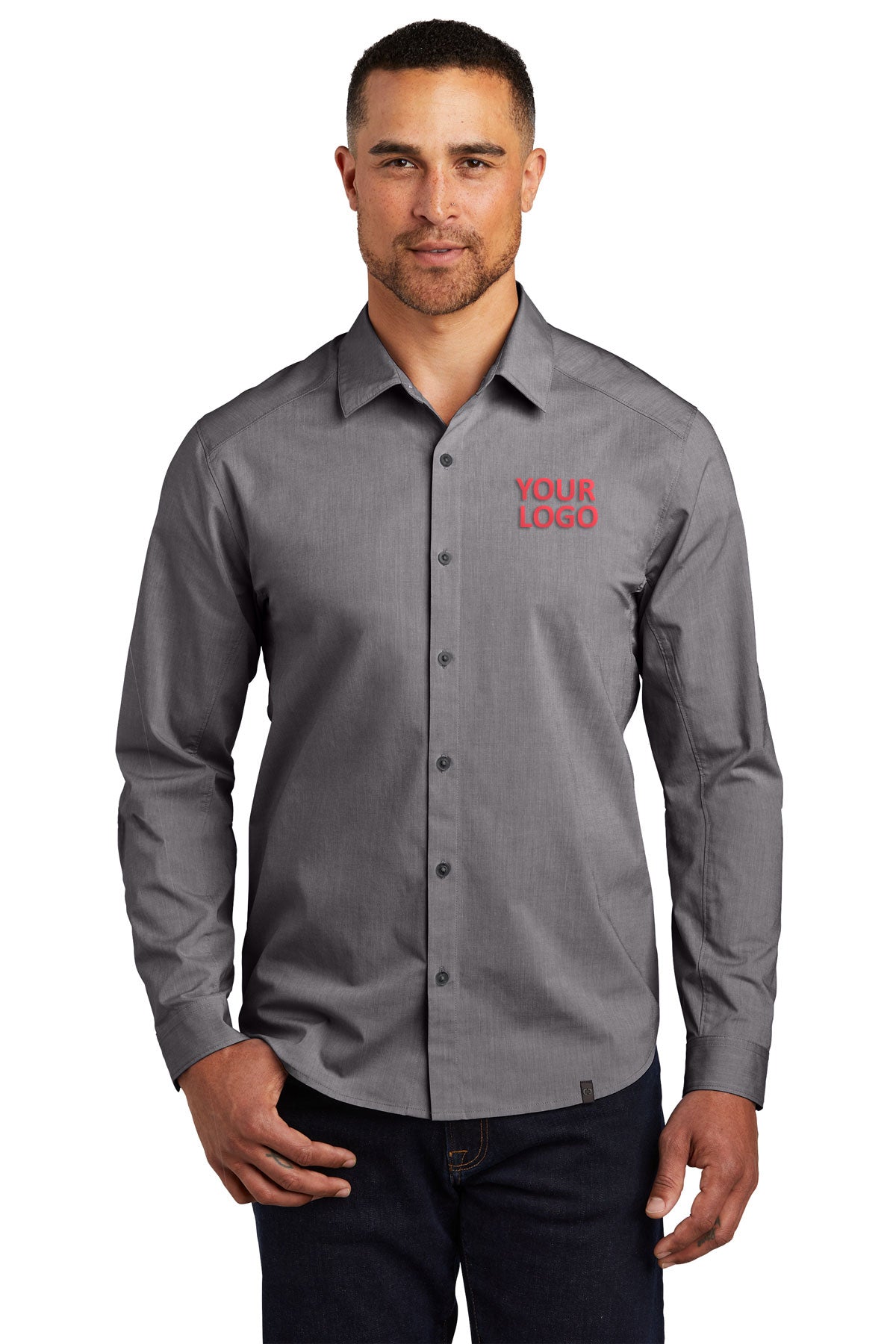 OGIO Gear Grey Hthr OG1002 work shirts with logo