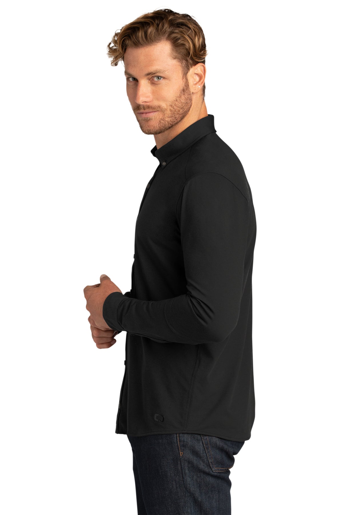 OGIO Code Stretch Long Sleeve Button-Up Blacktop