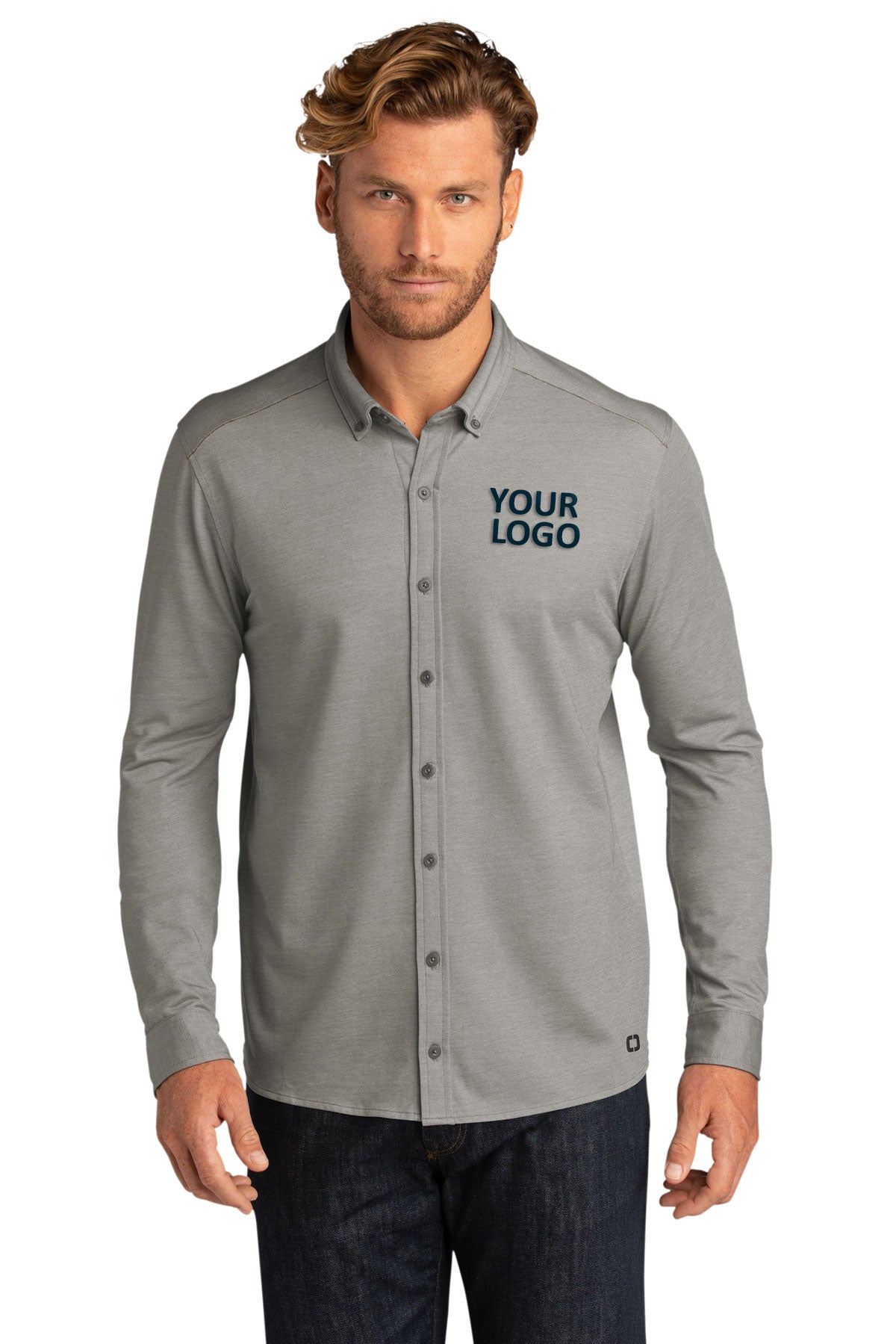 custom work shirts OGIO Tarmac Grey Heather OG145