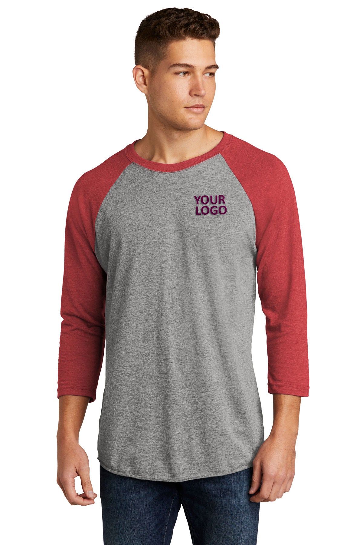 Next Level Unisex Triblend 3/4 Sleeve Raglan NL6051 VIN RED/ PR HTHR