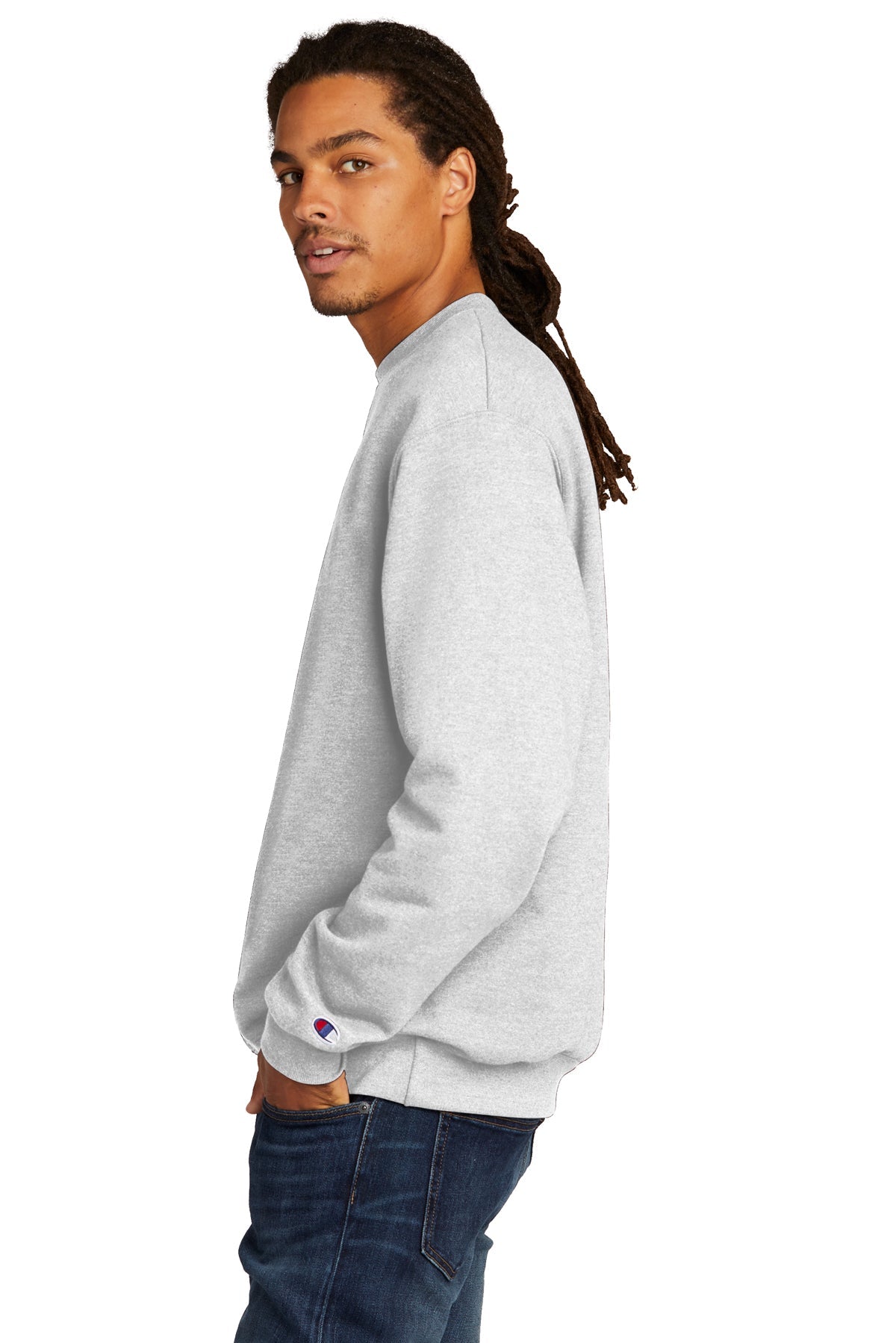 Custom Champion Eco Fleece Crewneck Sweatshirt Silver Grey