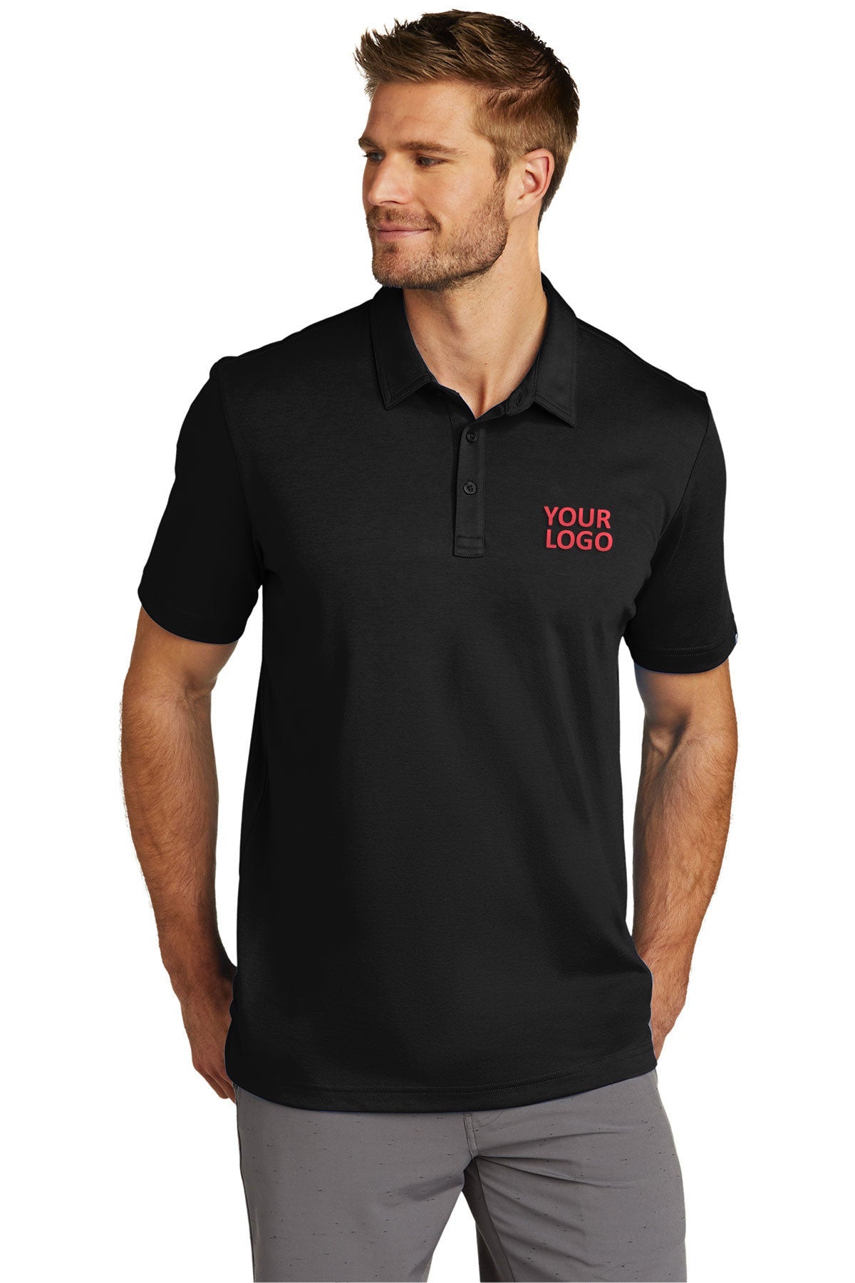 custom polo shirts with logo TravisMathew Black TM1MU411