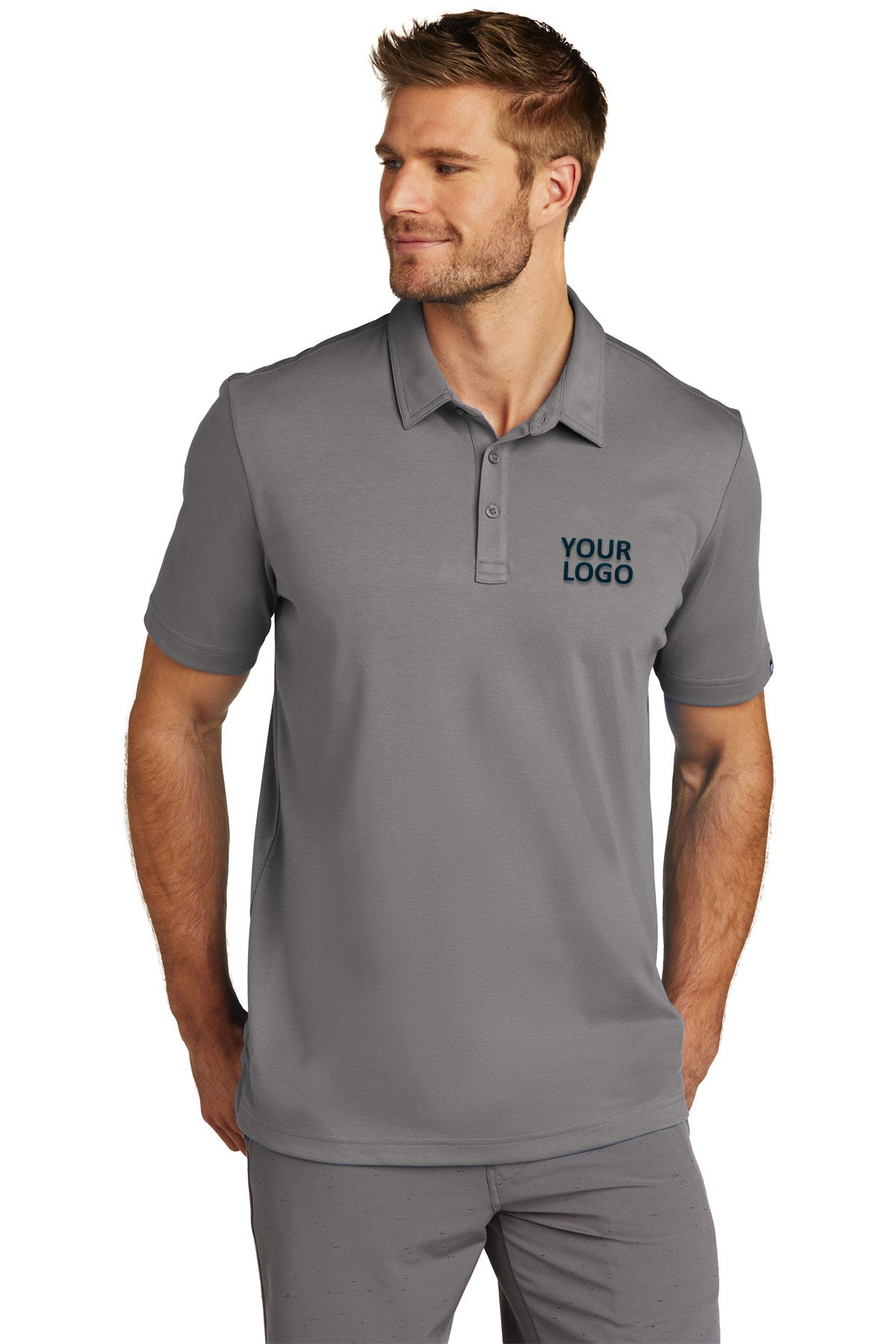 custom polo shirts with logo TravisMathew Quiet Shade Grey TM1MU411