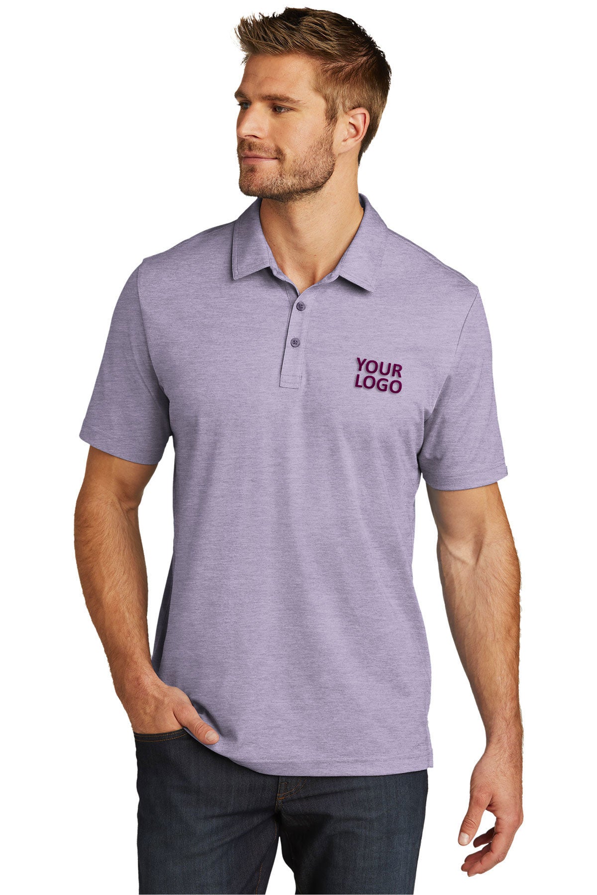 custom embroidered polo shirts TravisMathew Purple Sage Heather TM1MU412