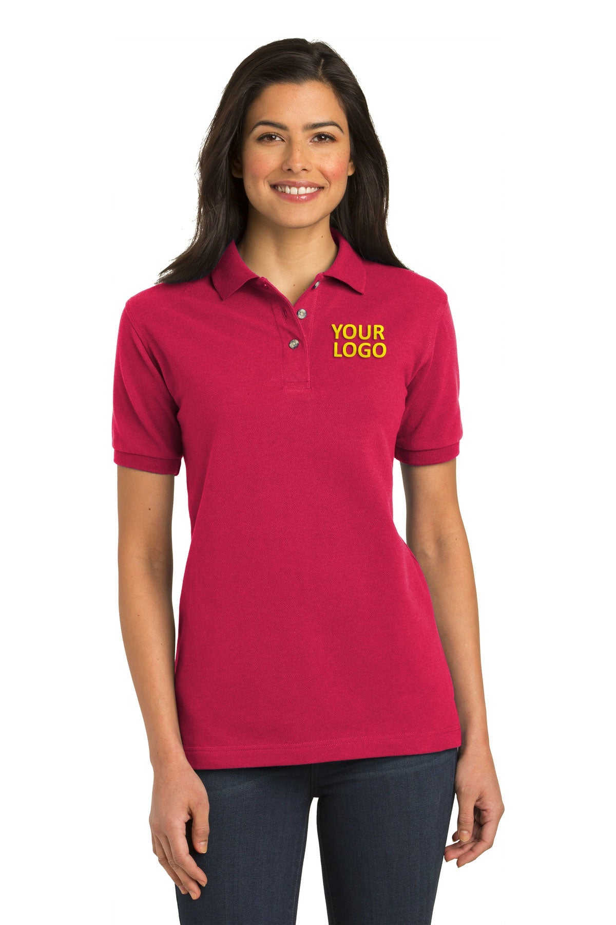 port authority red l420 polo shirts company logo