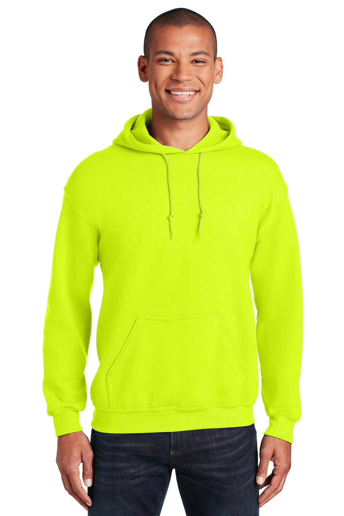 Gildan Safety Green 18500 custom embroidery sweatshirts