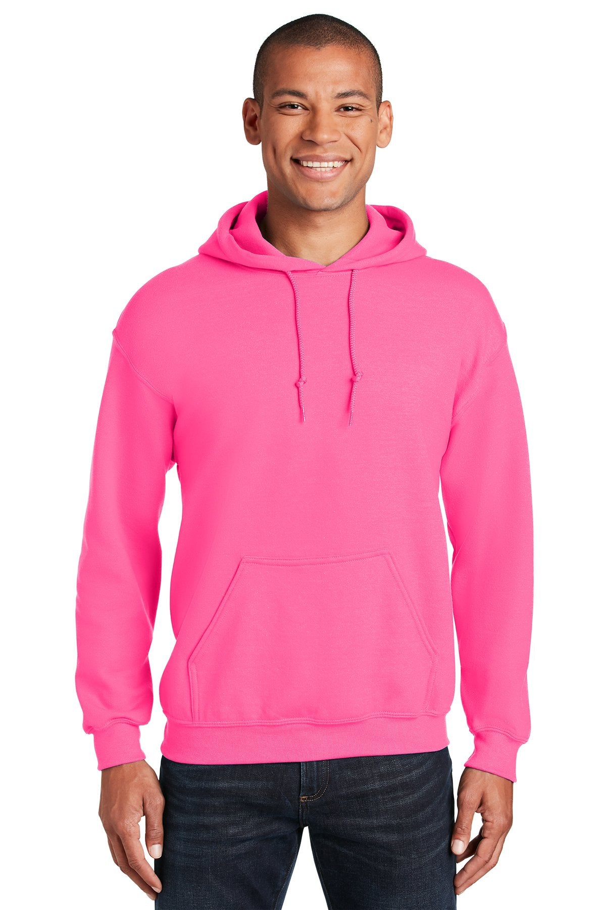 Gildan Safety Pink 18500 custom embroidery sweatshirts