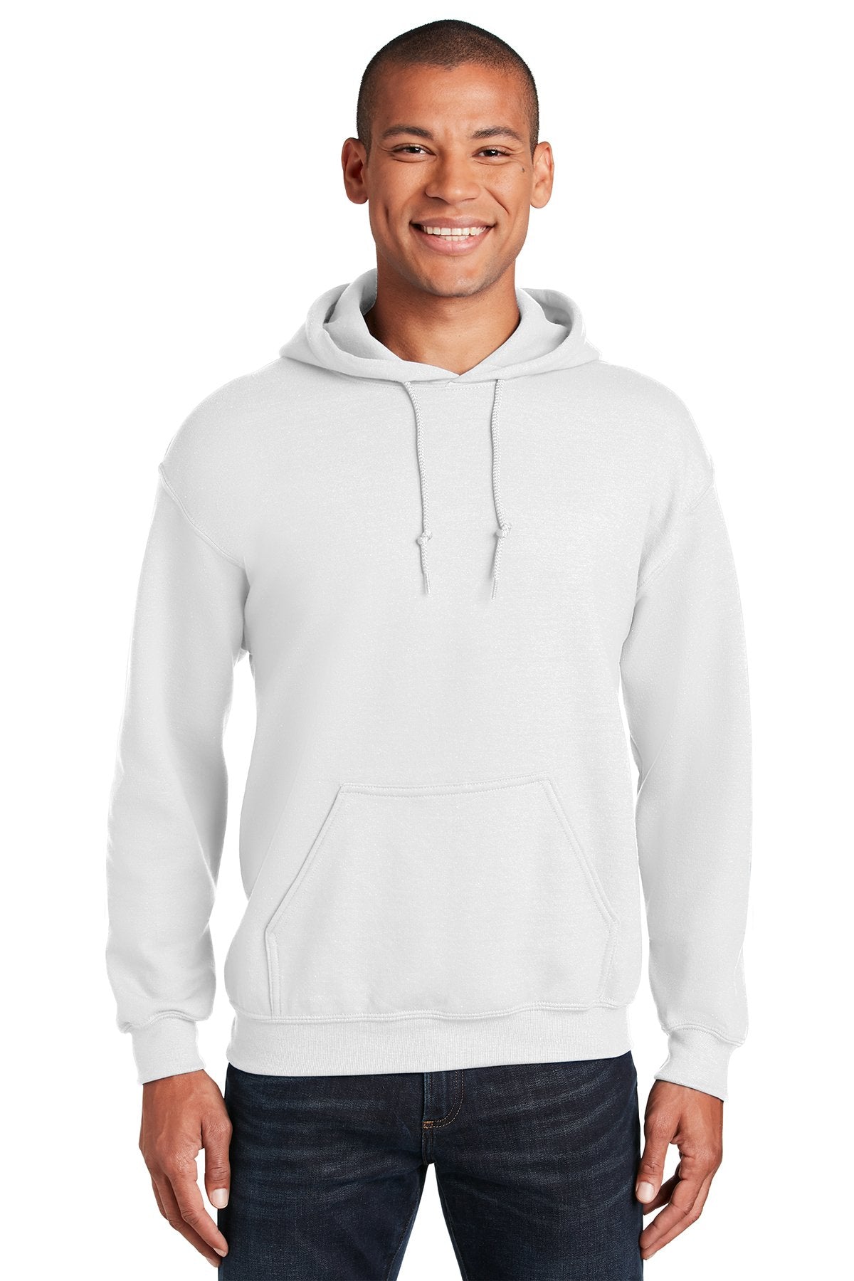 Gildan White 18500 sweatshirts with logos