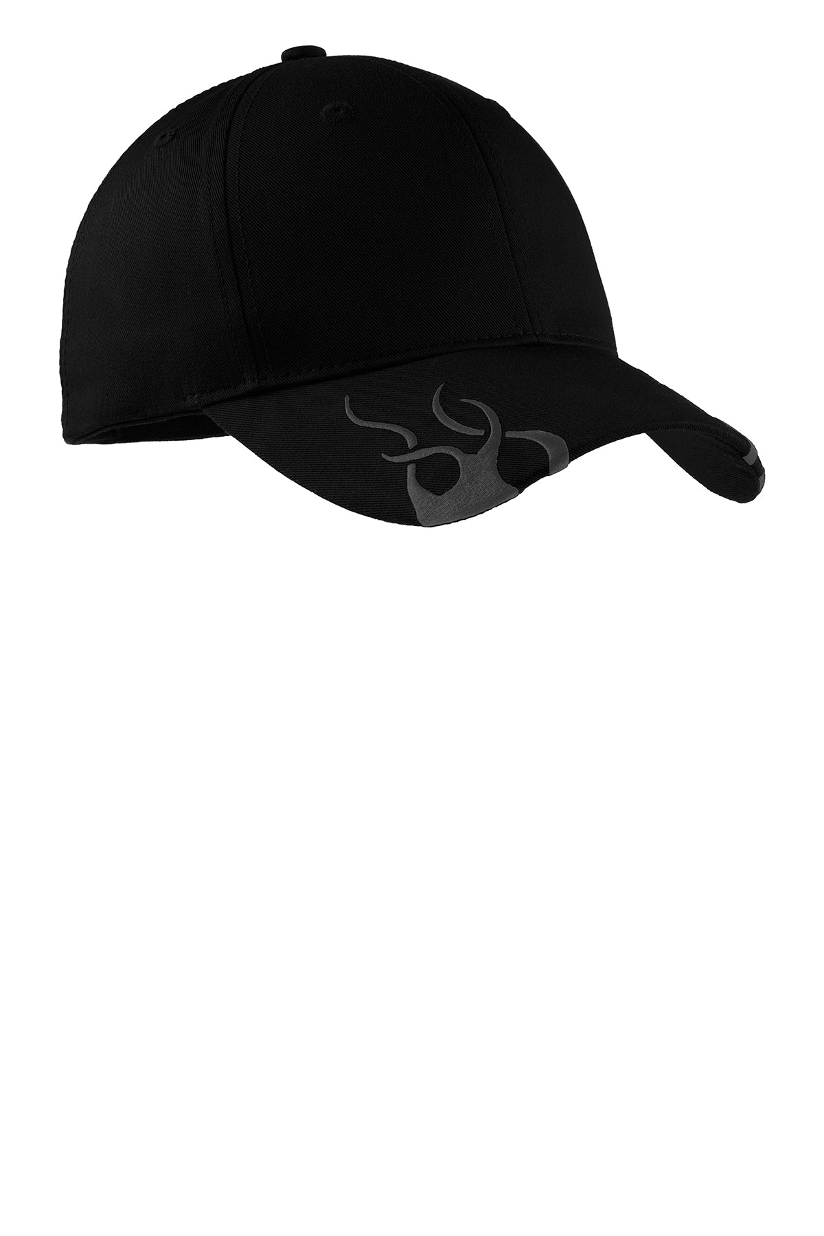 Port Authority Racing Cap with Flames C857 Black/Charcoal