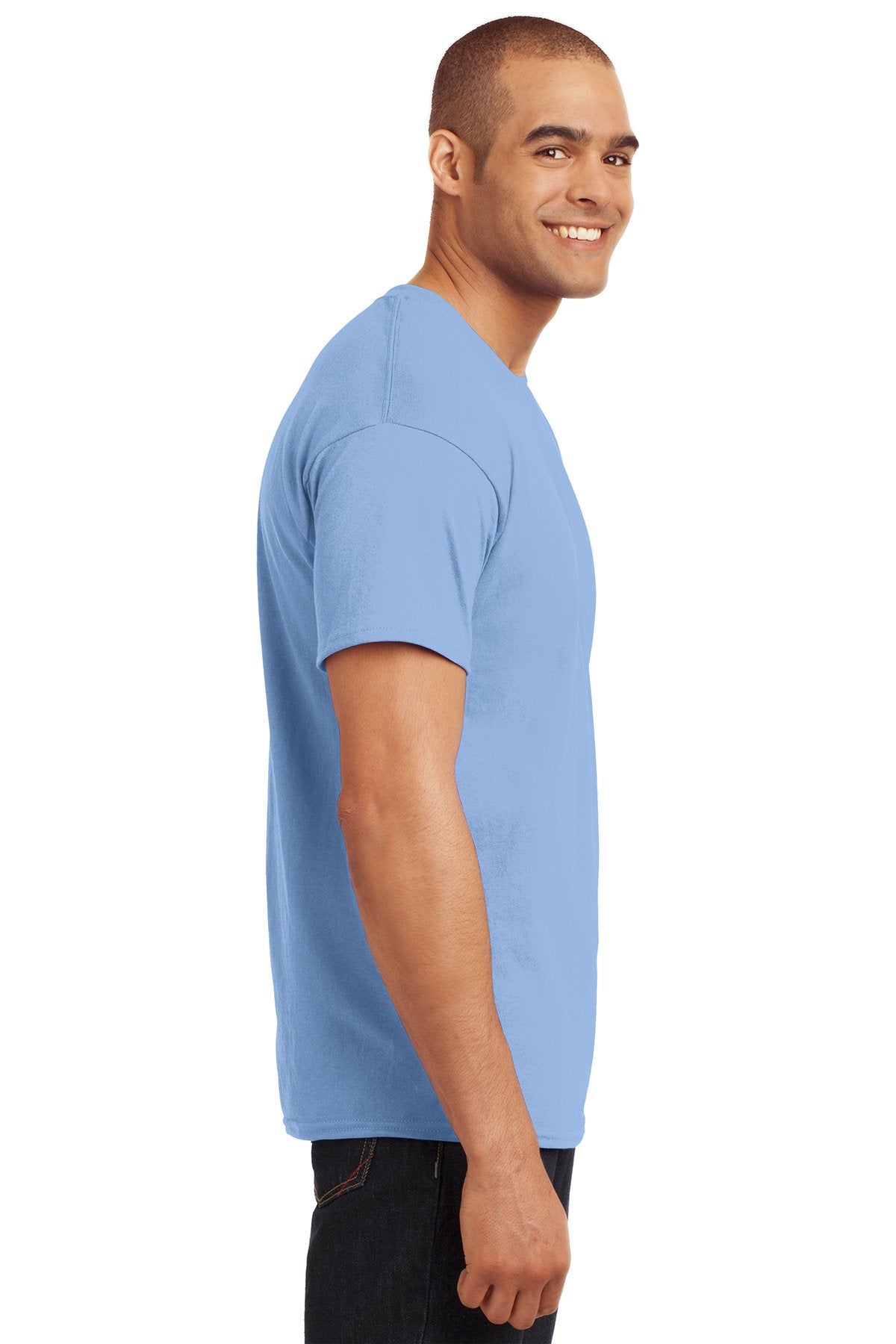 hanes ecosmart 50 50 cotton/poly t shirt 5170 light blue