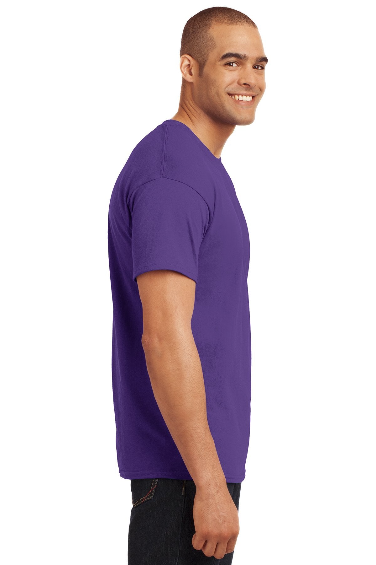 hanes ecosmart 50 50 cotton/poly t shirt 5170 purple