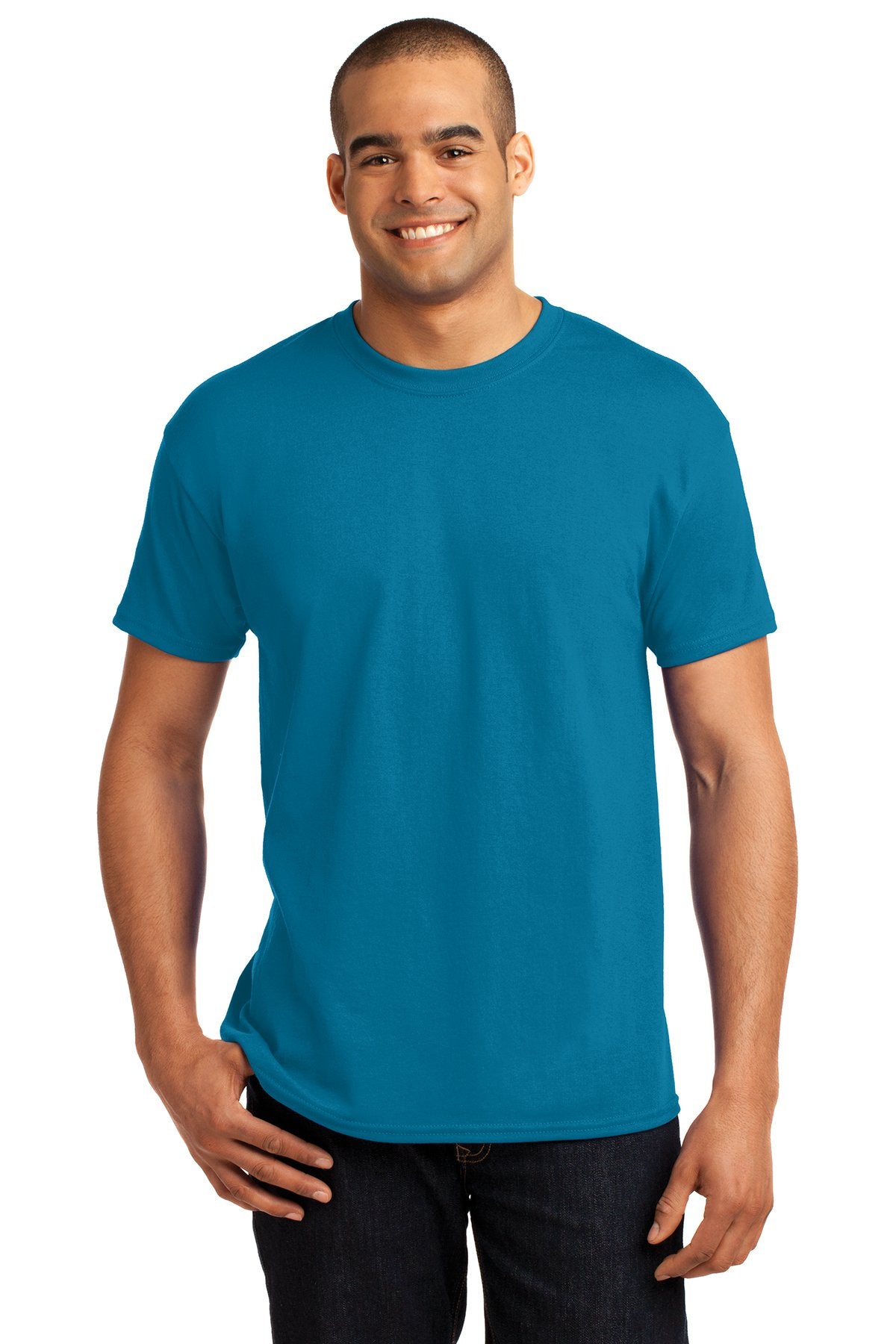 hanes ecosmart 50 50 cotton/poly t shirt 5170 teal