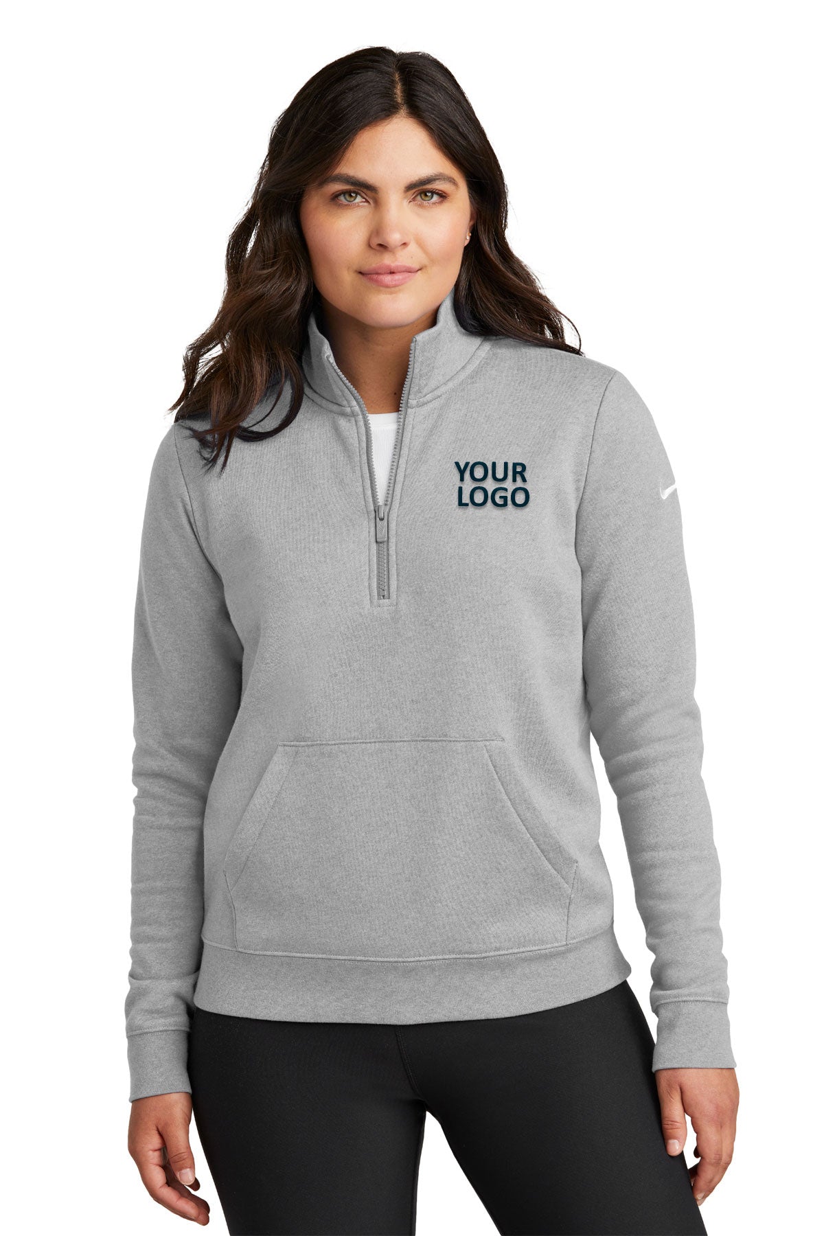 Nike Ladies Club Fleece Custom Quarter-Zips, Dark Grey Heather